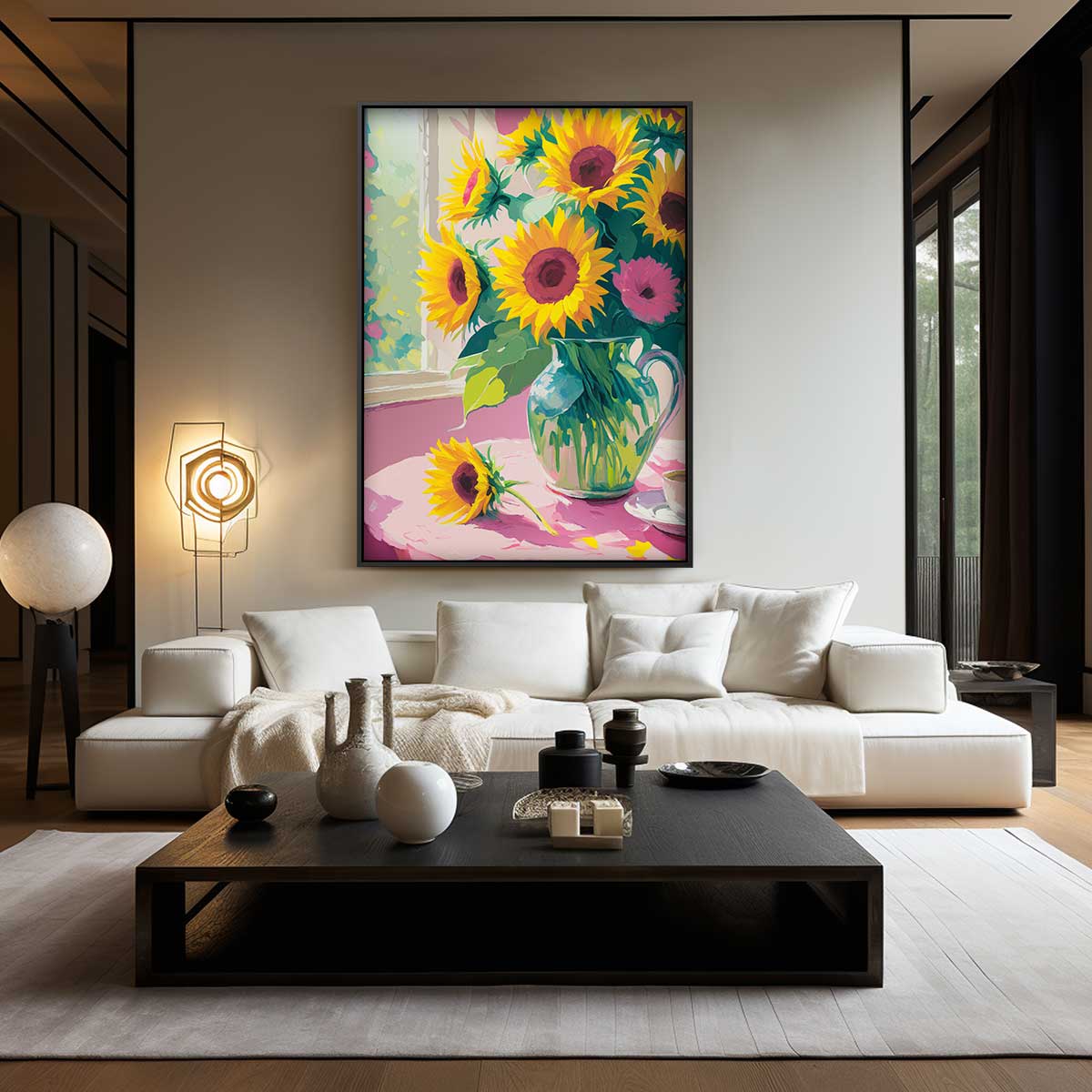 Zomerse Zonnebloem Schilderij – dibond wanddecoratie in staand formaat