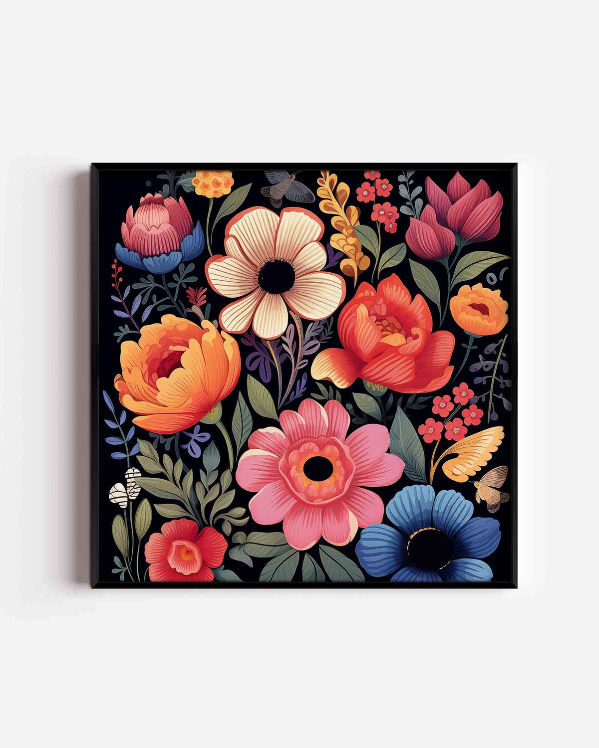 Bloemen en vlinders – vierkante kinderposter als wanddecoratie
