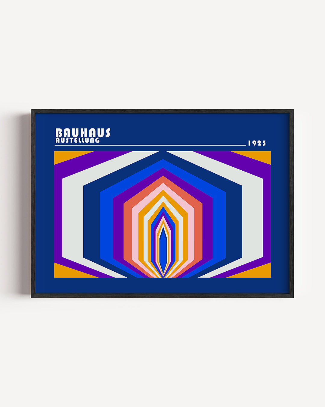 Kleurrijke vormen – liggende Bauhaus poster als wanddecoratie