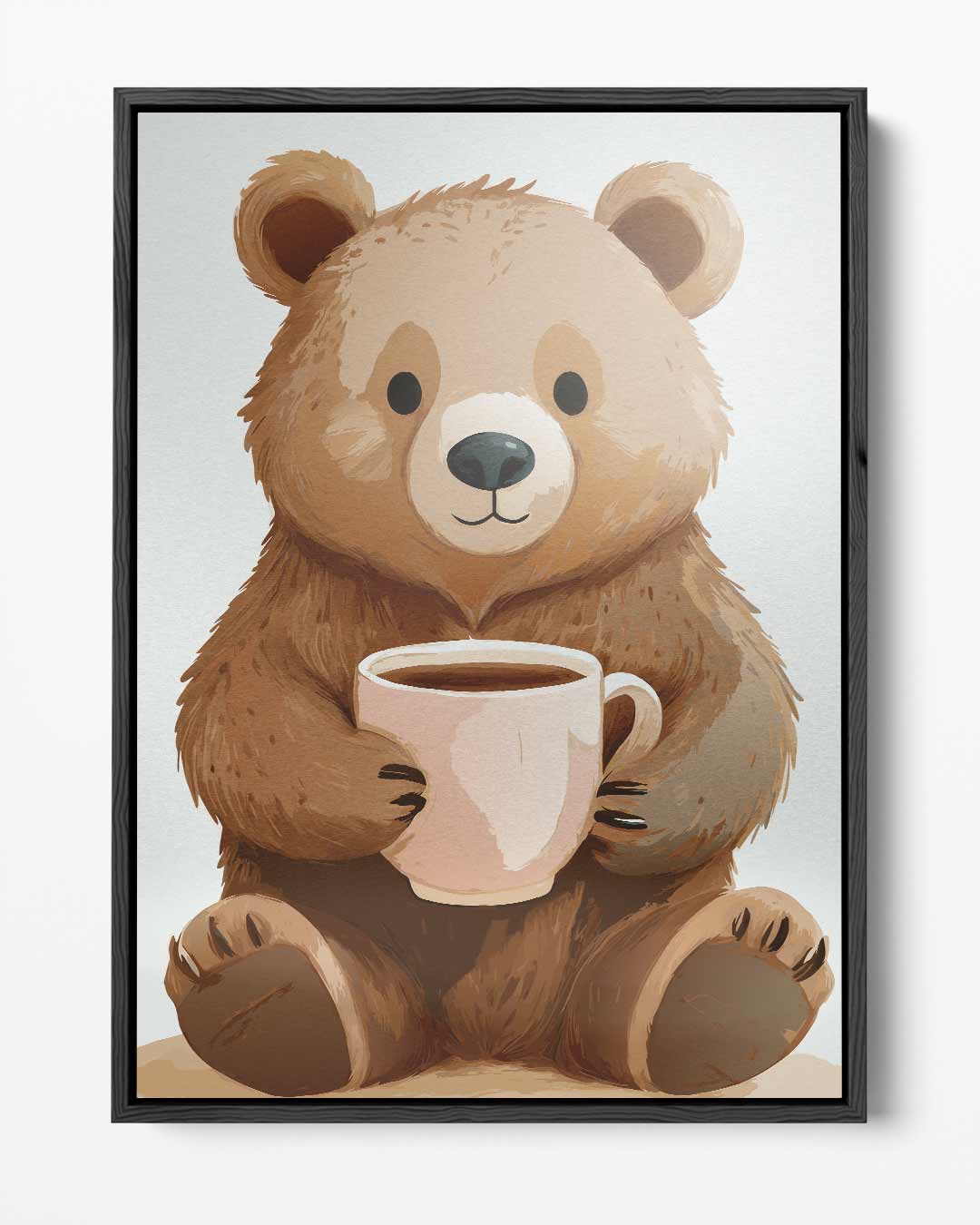 Knuffelige Berenkoffie – portret kunstwerk als wanddecoratie