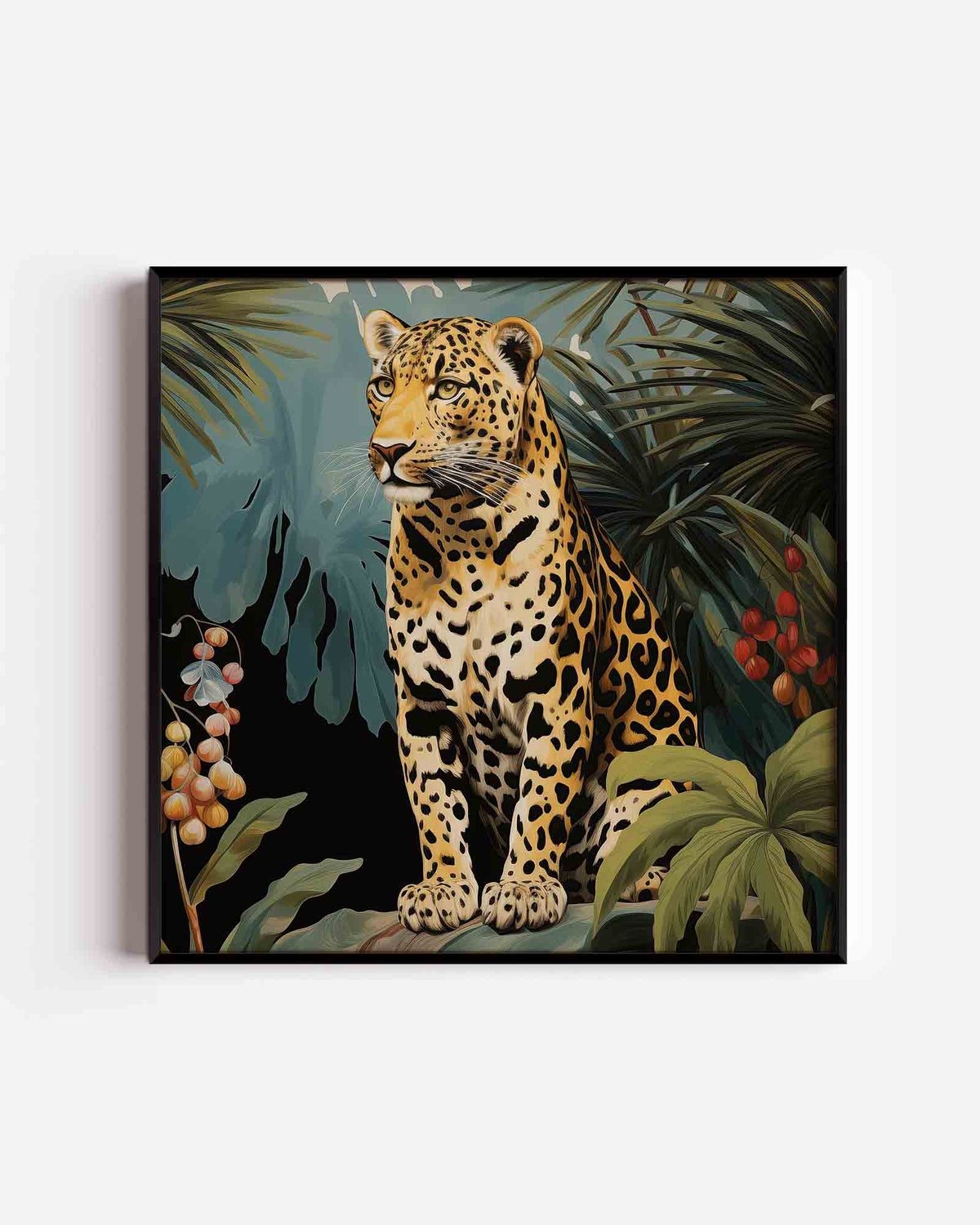 Luipaard in jungle – jungle vierkante poster als wanddecoratie