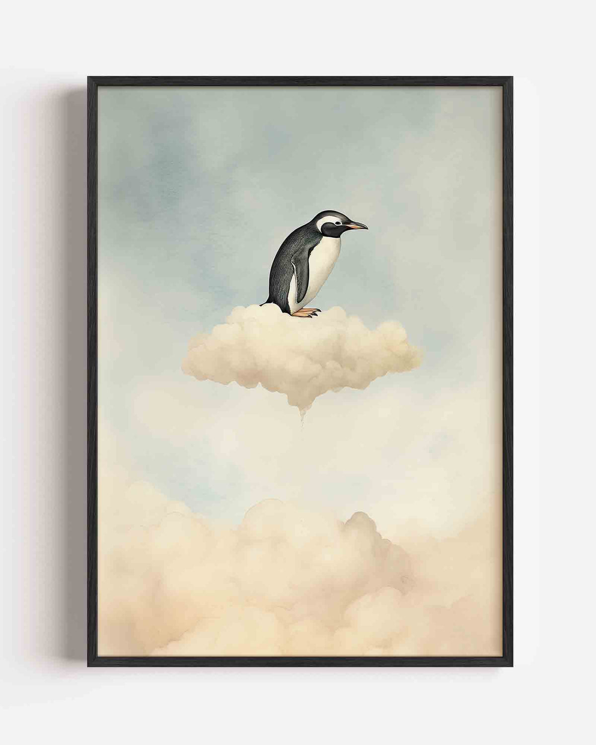 Pinguïn op wolk – kids portret poster als wanddecoratie