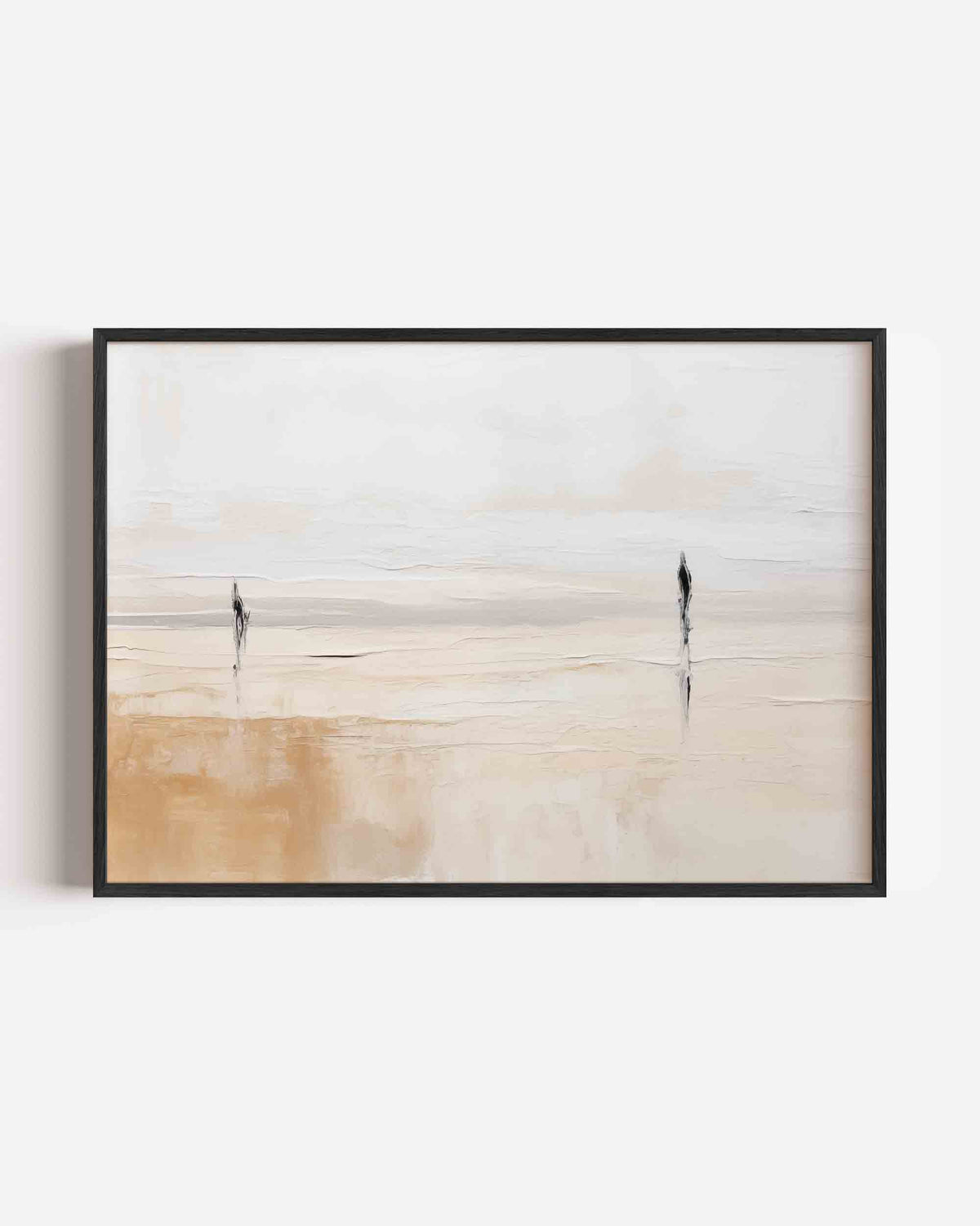 Twee figuren in landschap – kleurrijke abstracte landscape poster als wanddecoratie