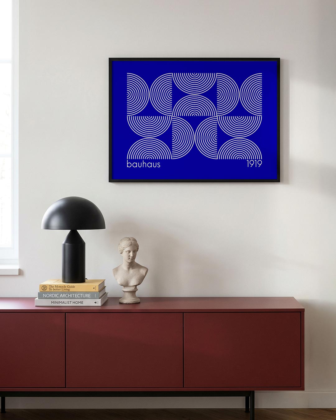 Cirkelritme en lijnen – moderne Bauhaus wandkunst als poster