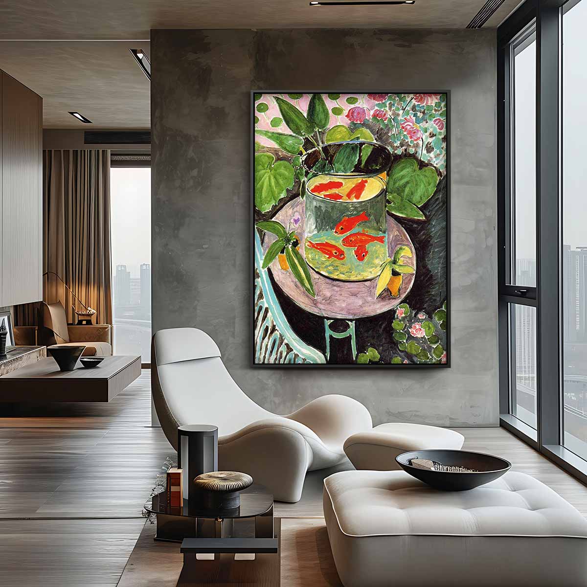 Goudvissen in de Tuin – dibond wanddecoratie in staand formaat