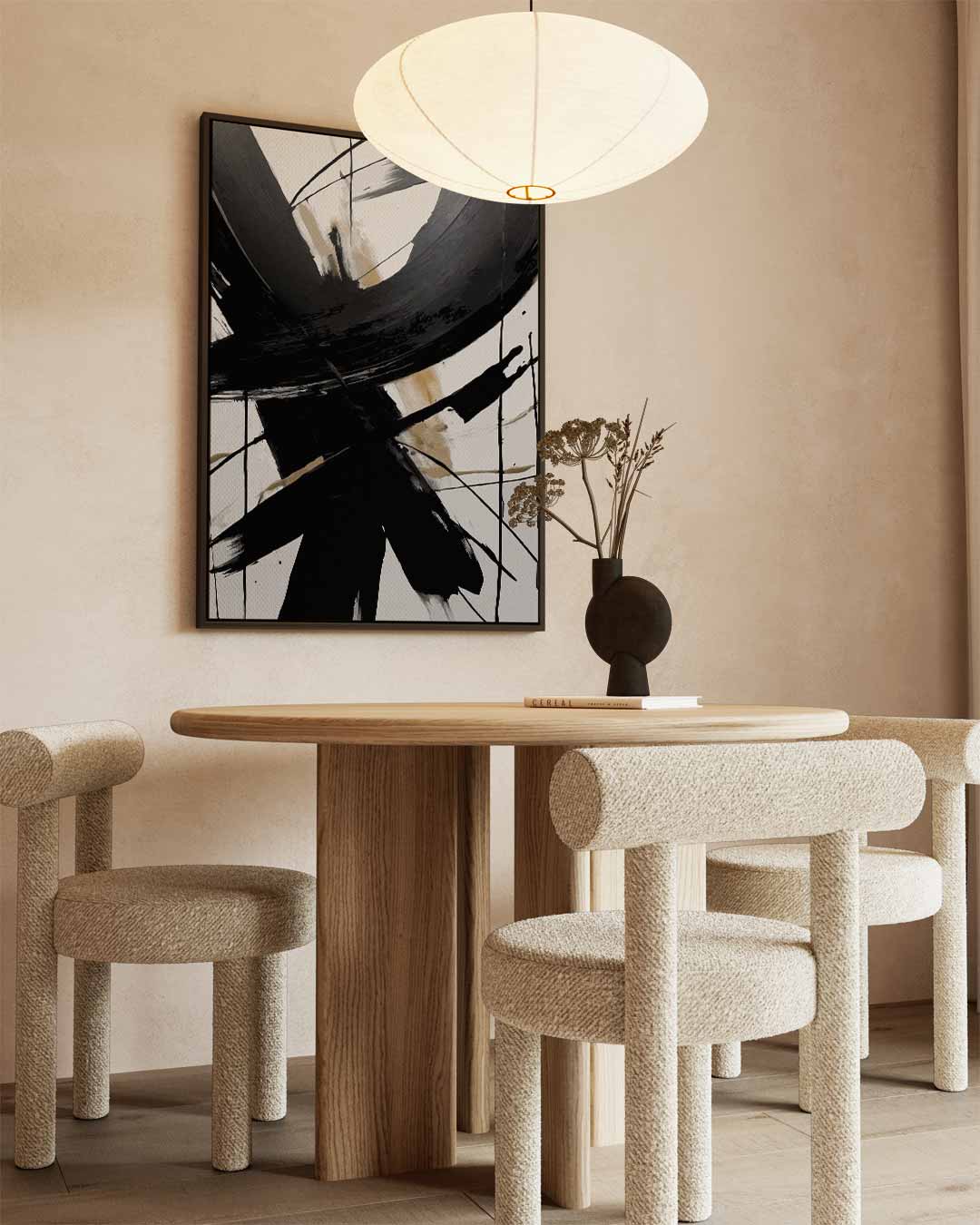 Abstracte Expressie – kunstwerk met zwarte baklijst