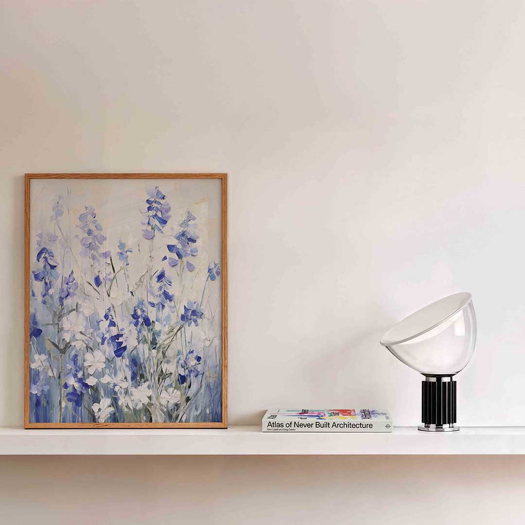 Blauwe bloemen – bloemen wandkunst als portret poster