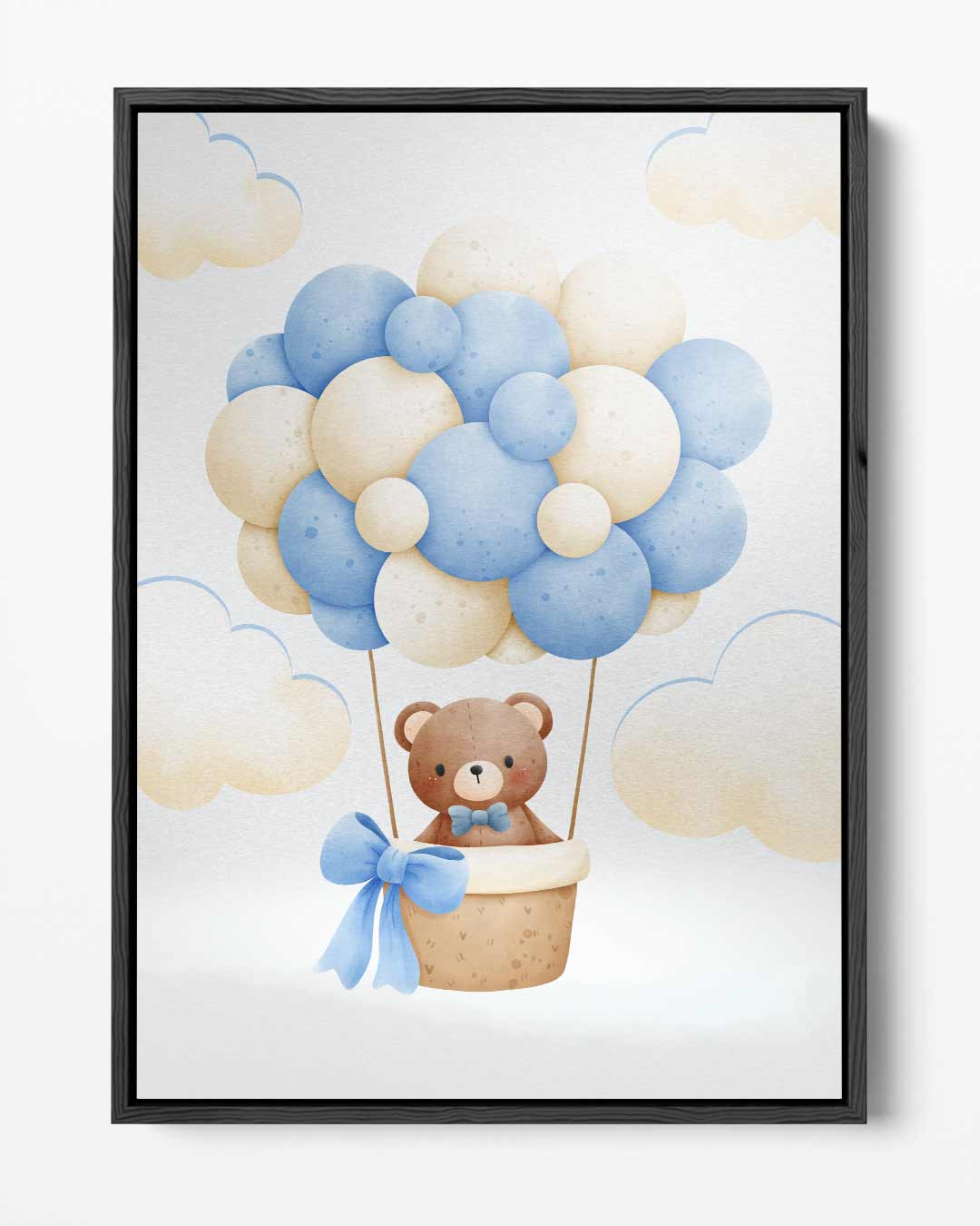 Dromerige Teddy in Luchtballon – portret kunstwerk als wanddecoratie