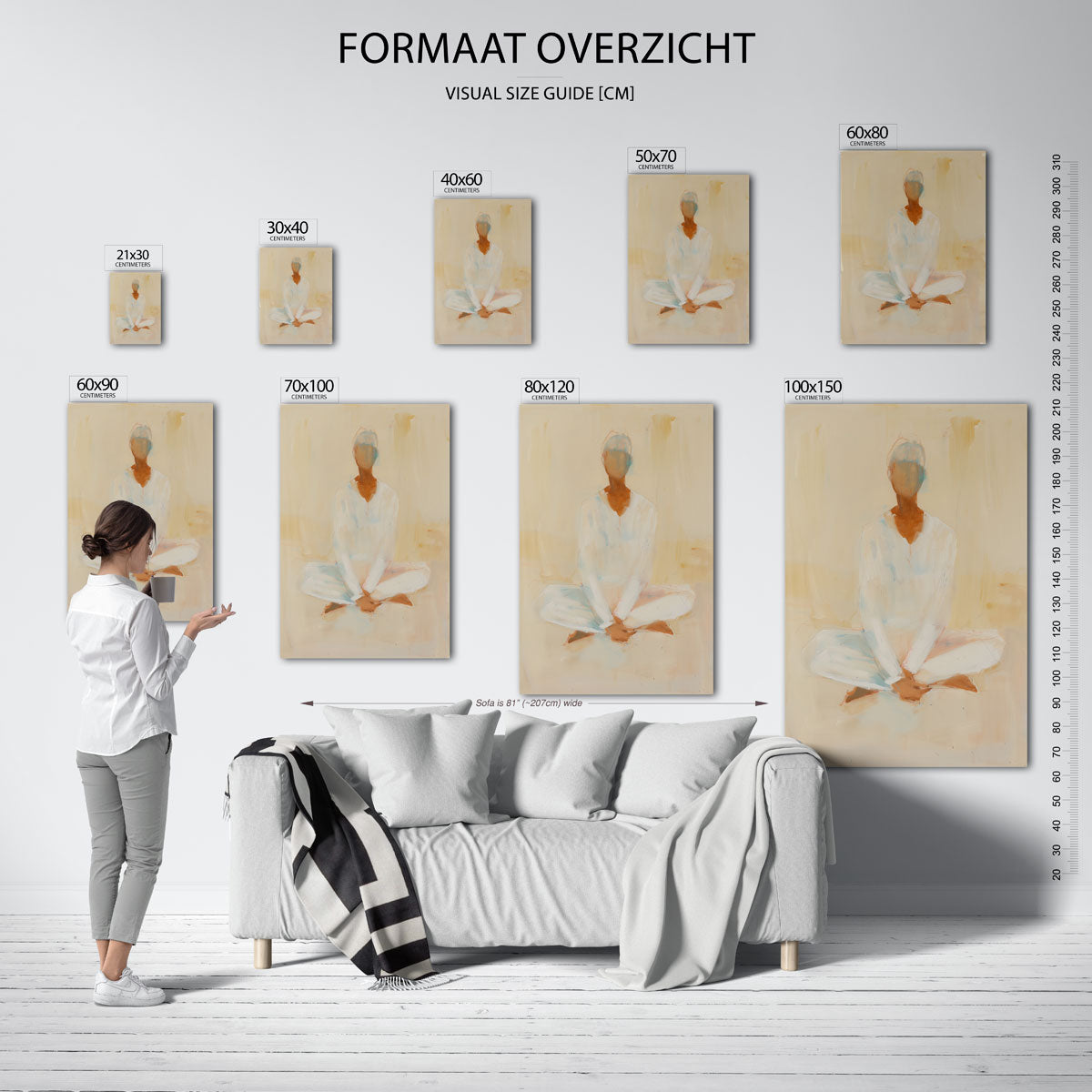 Zittende figuur – staande muurposter met hedendaagse illustratie
