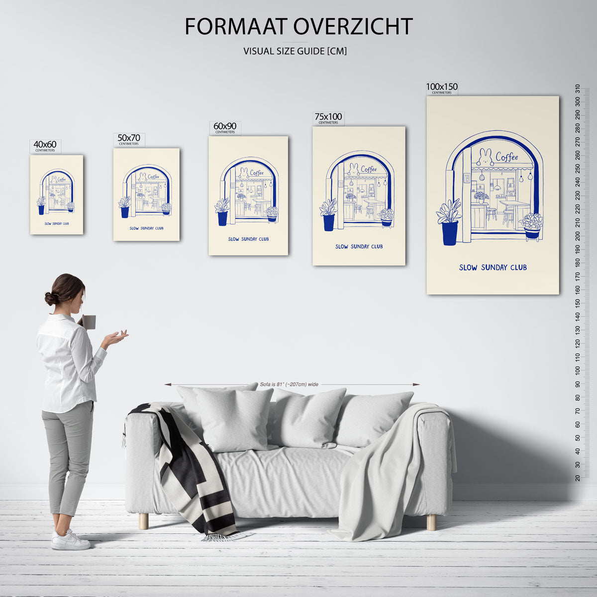 Koffiehuis illustratie – decoratief kunstwerk voor aan de muur