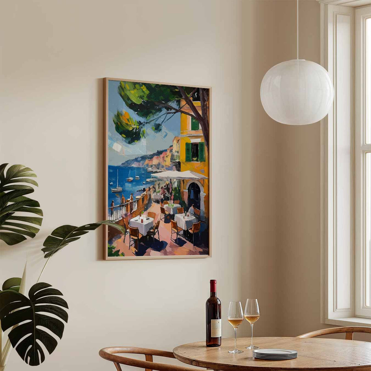 Mediterrane Droom: Uitzicht op de Zee – keukenposter in staand formaat