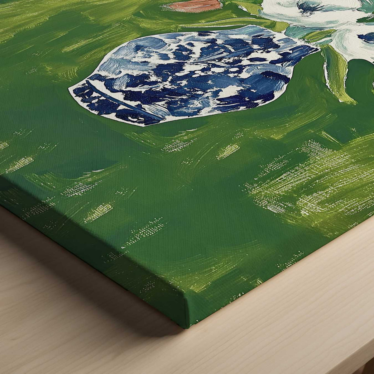 Bloemenpracht in Blauwe Vaas – portret kunstwerk als wanddecoratie, afbeelding 13
