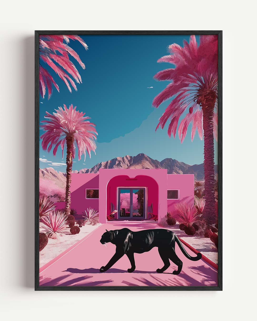 Stralende Roze Panter – zomer portret poster als wanddecoratie
