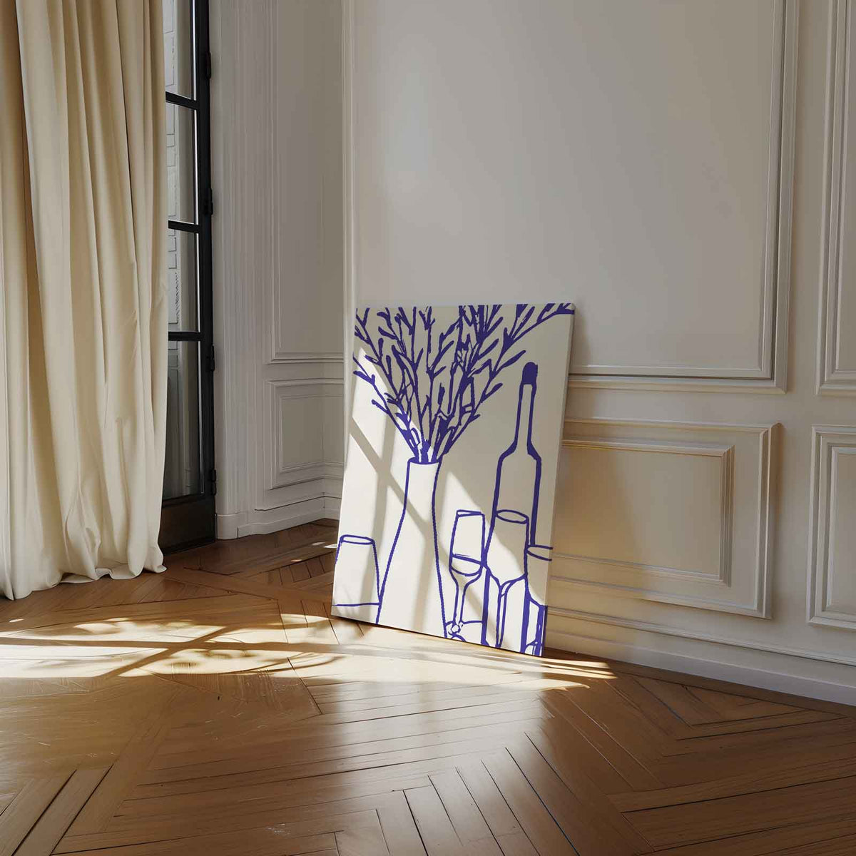 Stilleven in Blauw – staand kunstwerk voor modern interieur