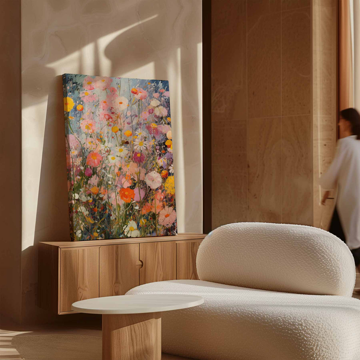 Kleurrijke Bloementuin Schilderij – modern portret kunstwerk van WallArtistic