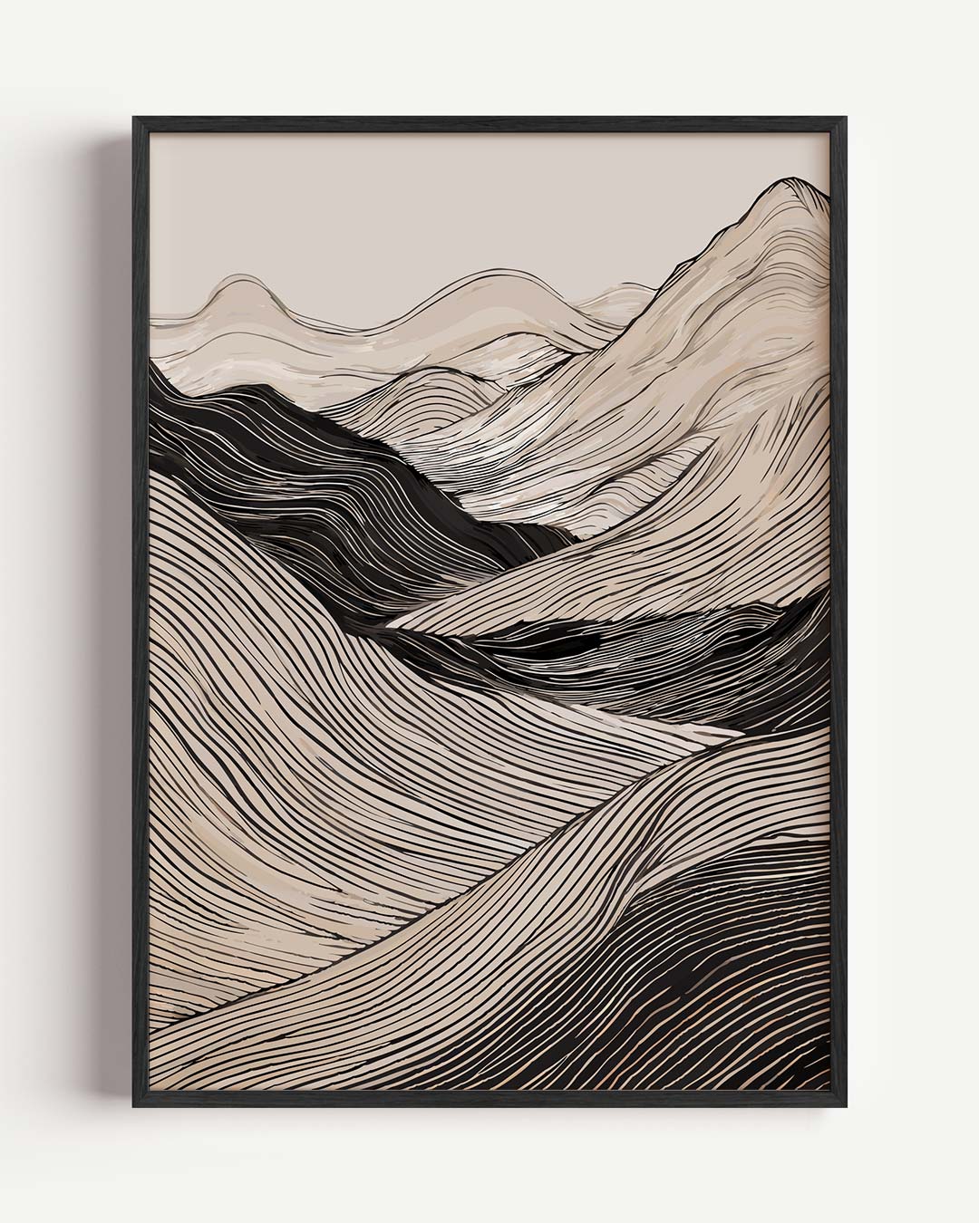 Abstracte Bergen in Lijnen – kleurrijke abstracte portret poster als wanddecoratie