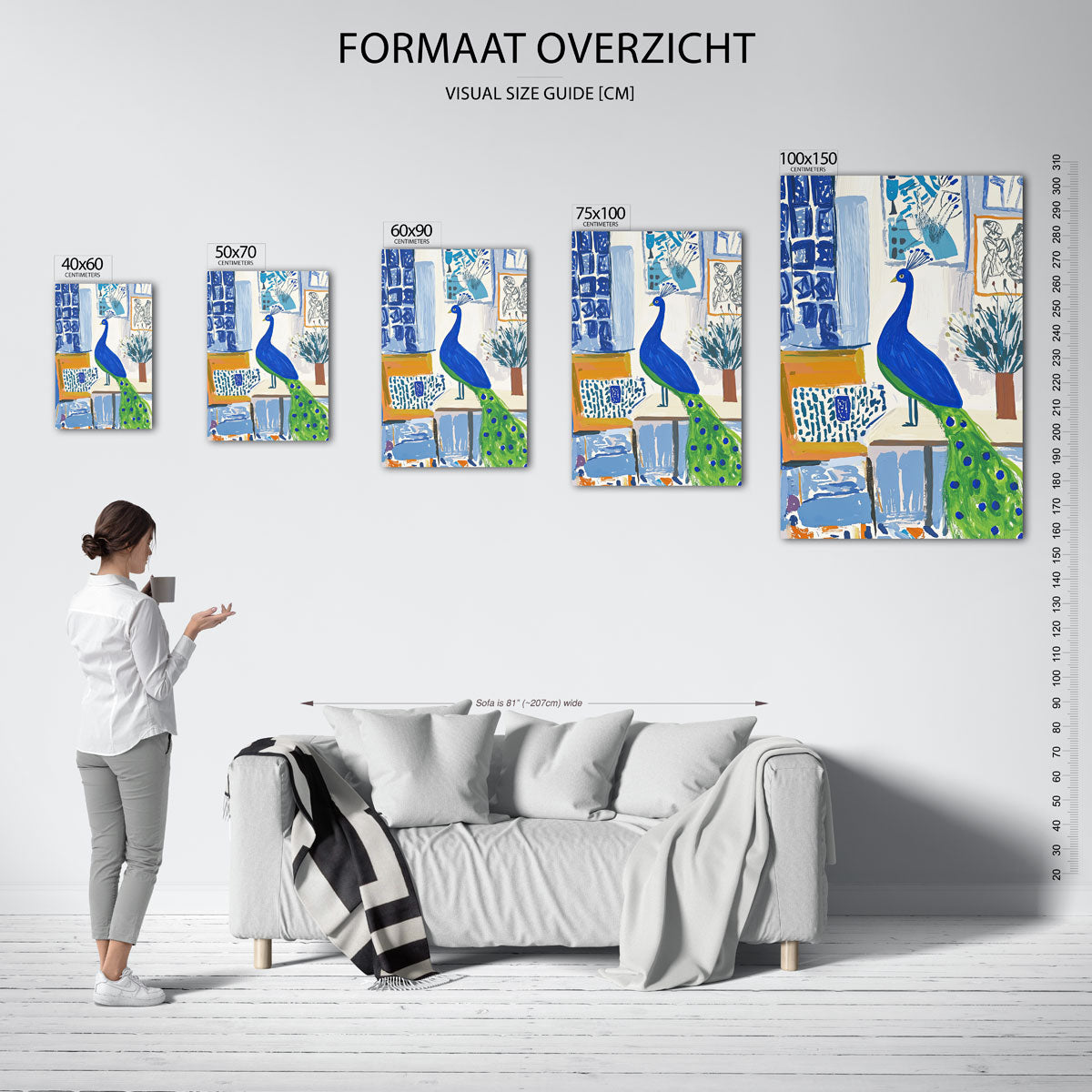 Vrolijke pauw – staand wanddecoratie kunstwerk