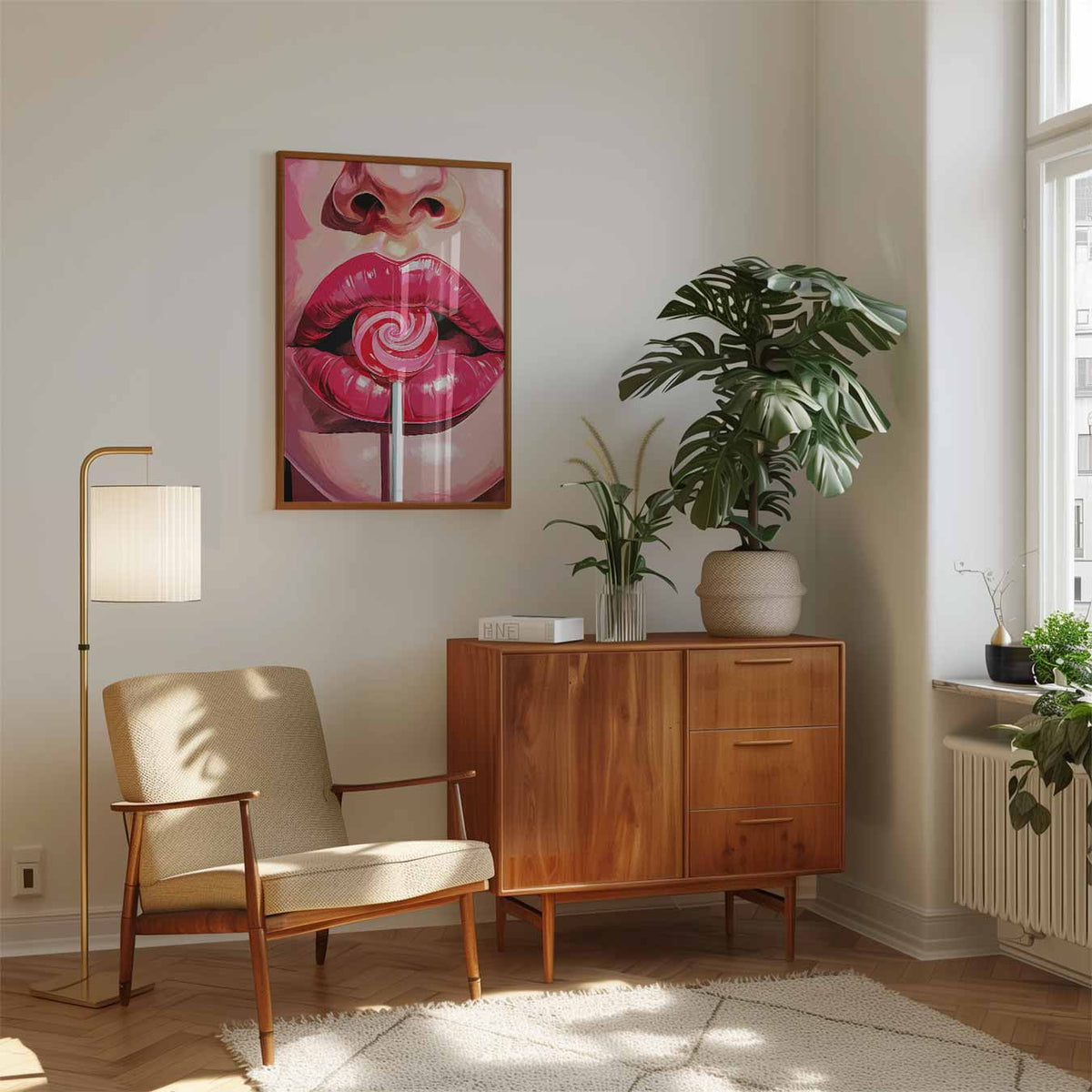 Verleidelijke Lippen – staande muurposter met zomerse uitstraling