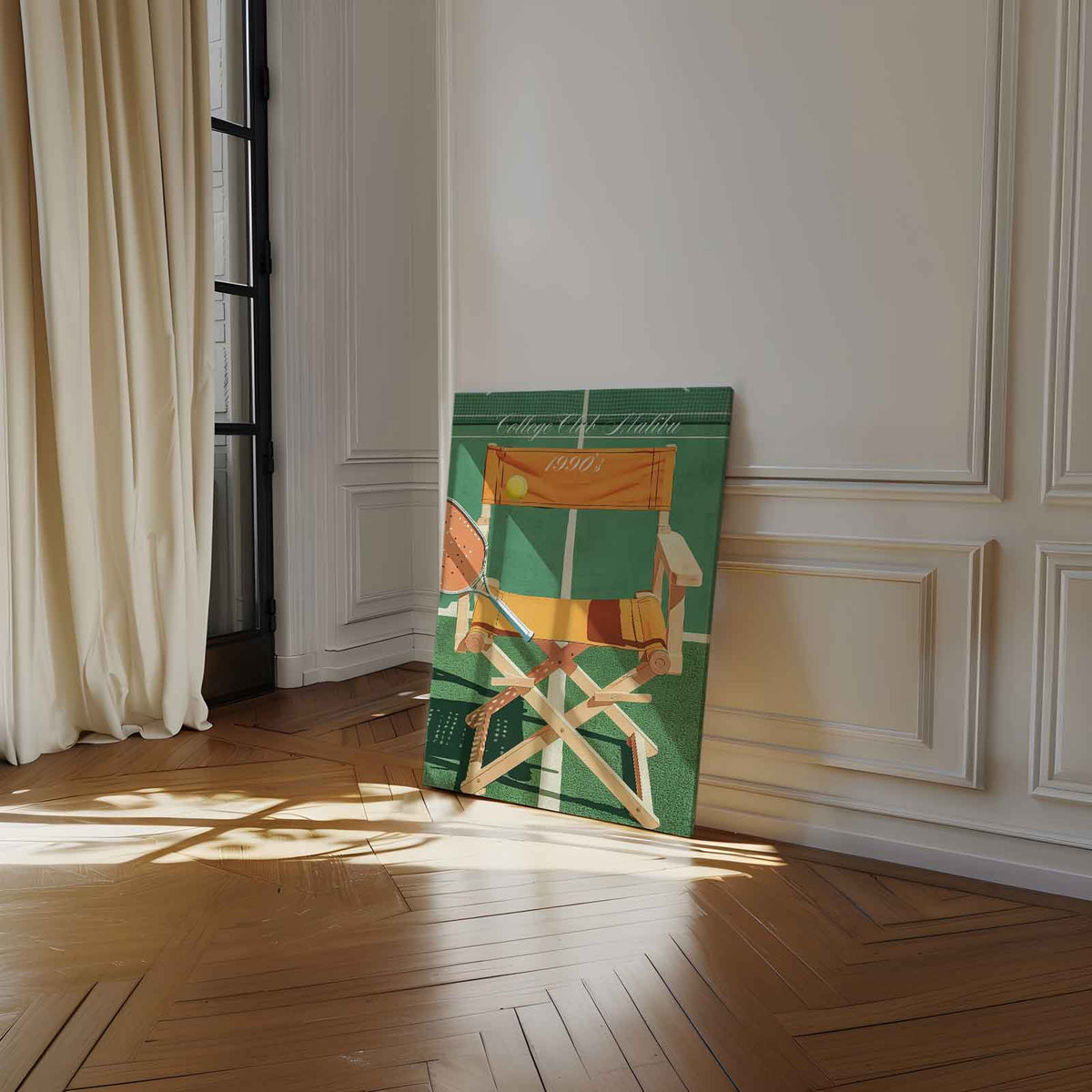 Vintage Tennis Vibes – dibond wanddecoratie in staand formaat