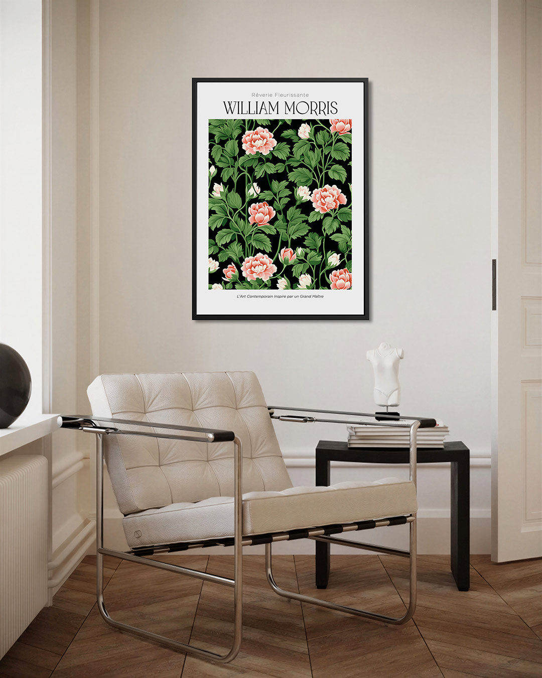 Bloemenpatroon met bladeren – kunstwerk als stijlvolle wanddecoratie