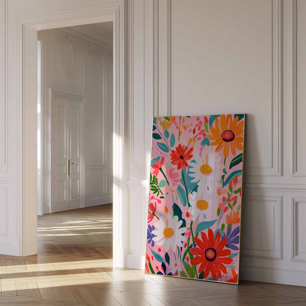 Bloemenpracht op Canvas – zomer poster als frisse staande wanddecoratie
