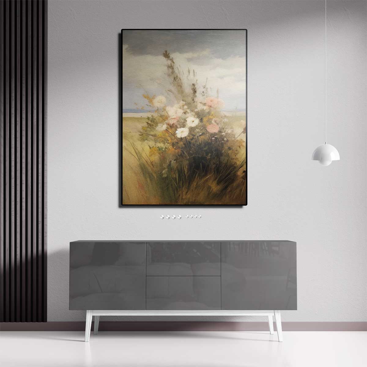 Zomerbloemen in de Wind – staande wandkunst voor woonkamer of interieur