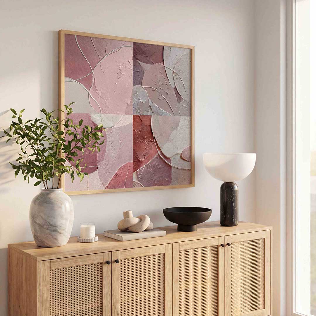 Abstracte roze vormen – abstracte wandkunst als vierkante poster