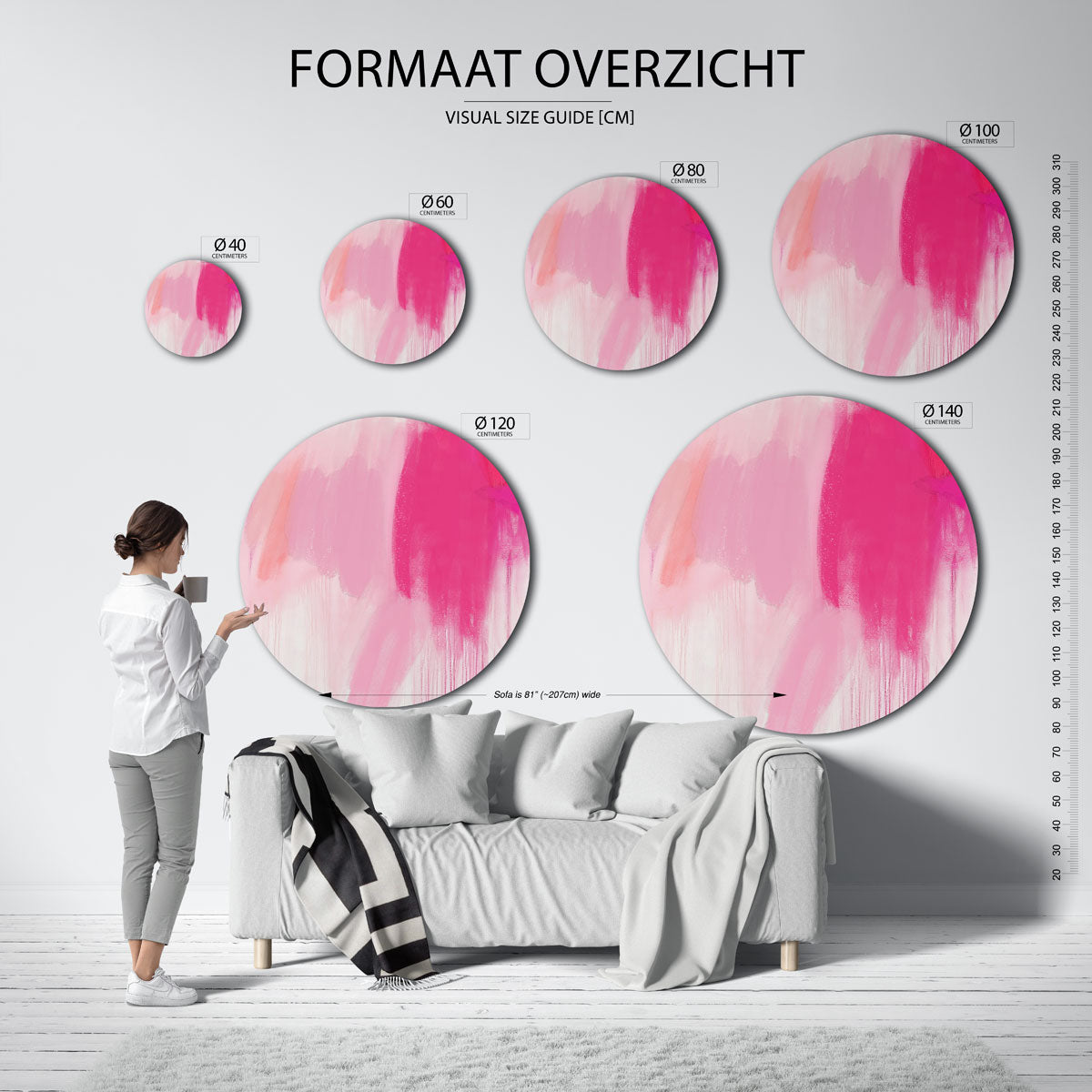 Roze tinten – kleurrijke wandkunst als muurcirkel