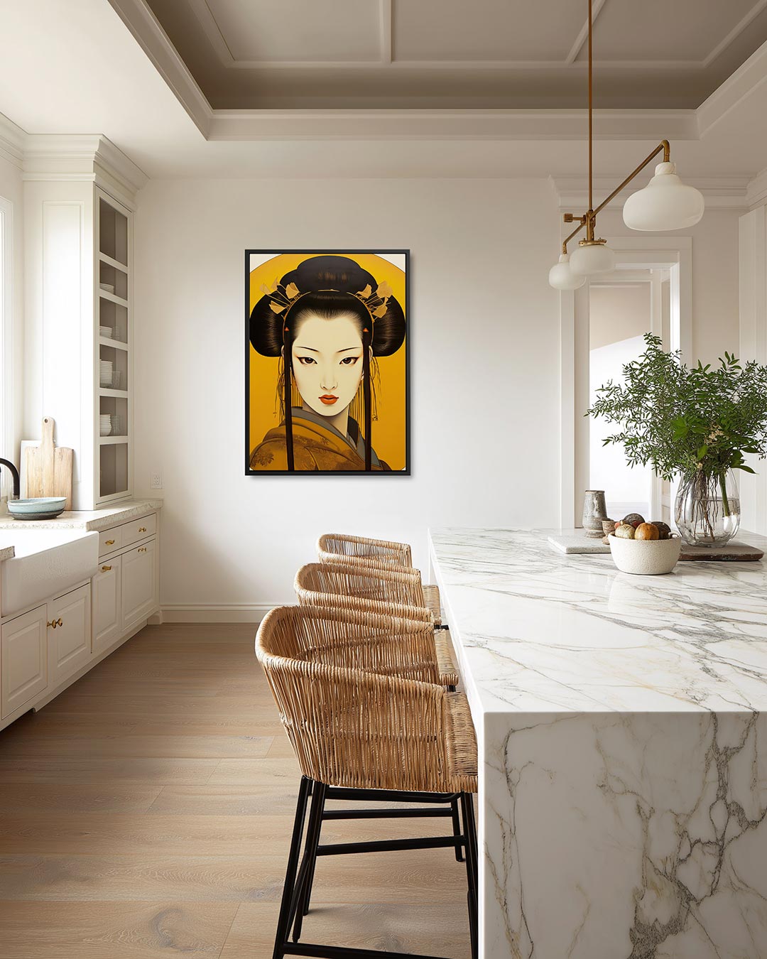 Elegante vrouwelijke portret – moderne staande wandkunst