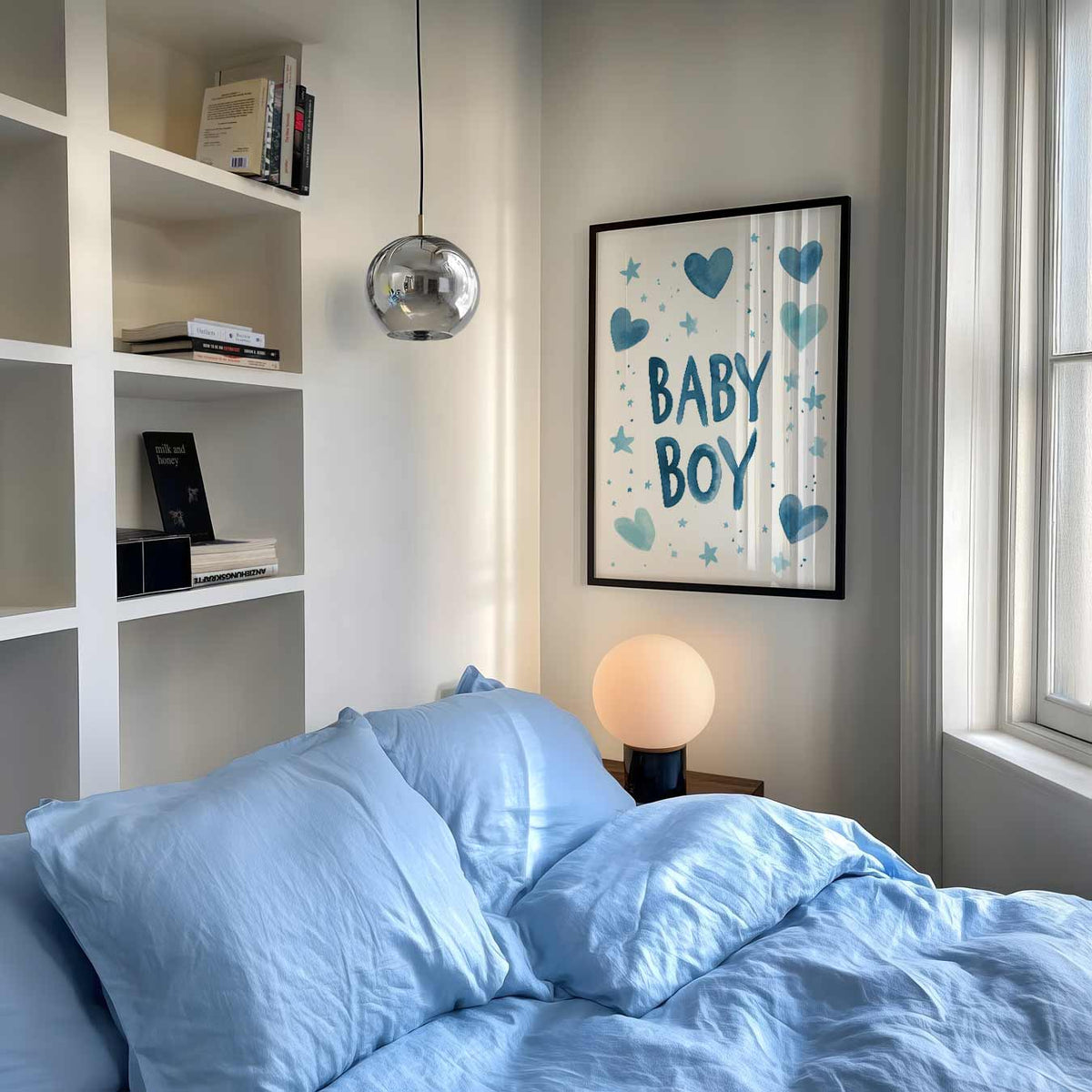 Liefdevolle Baby Jongen – staande muurposter voor de kinderkamer
