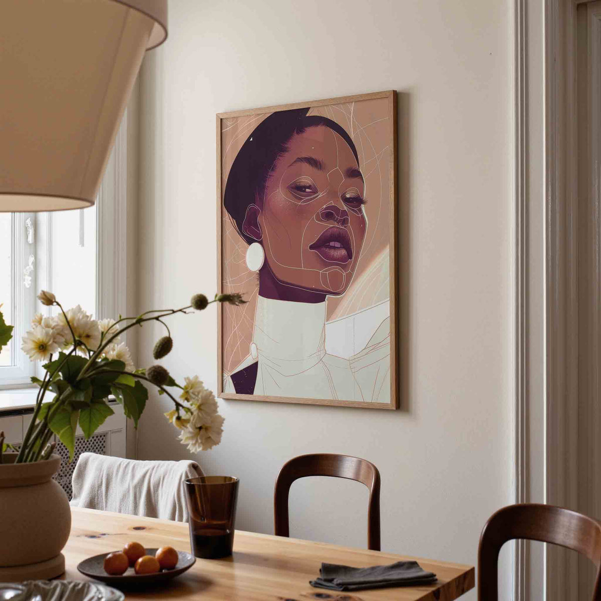 Portret met lijnen – kunst en design poster in portret formaat