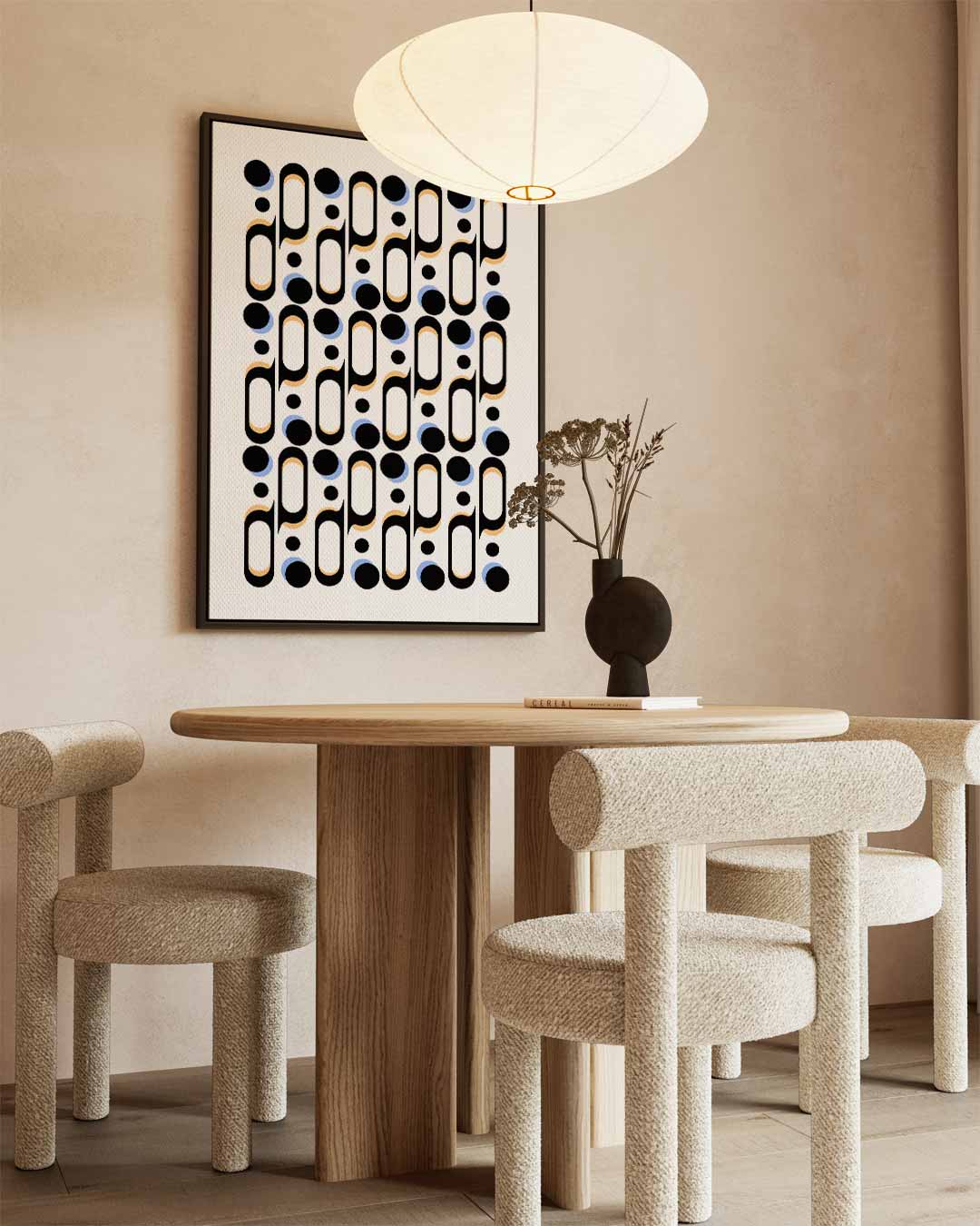 Modern Grafisch Patroon – kunstwerk met zwarte baklijst