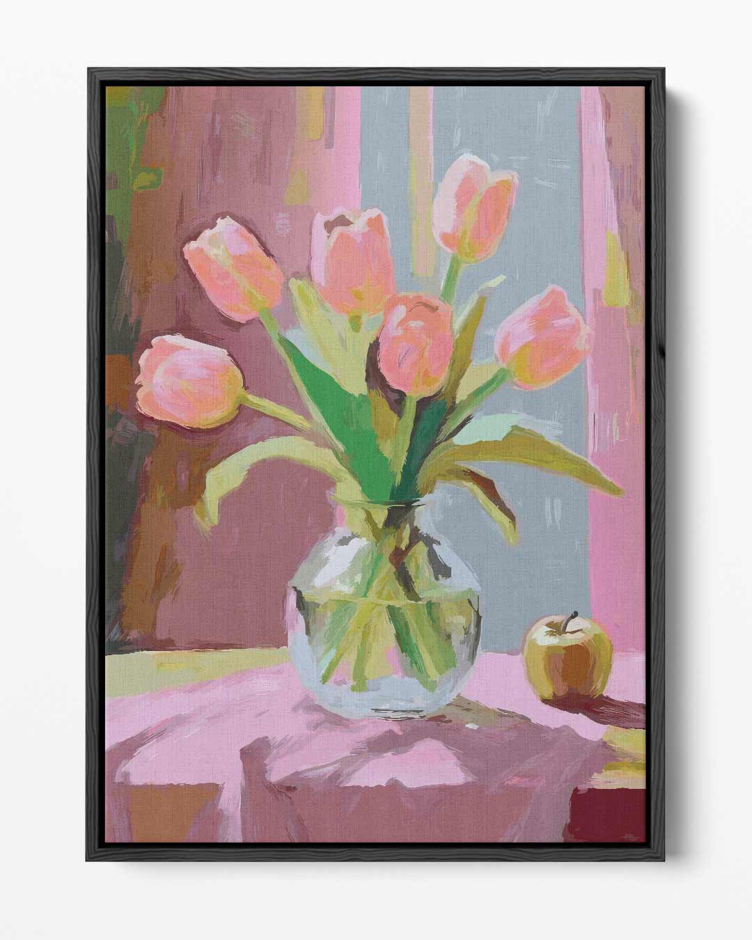 Vrolijke Tulpen in Vaas – portret kunstwerk als wanddecoratie