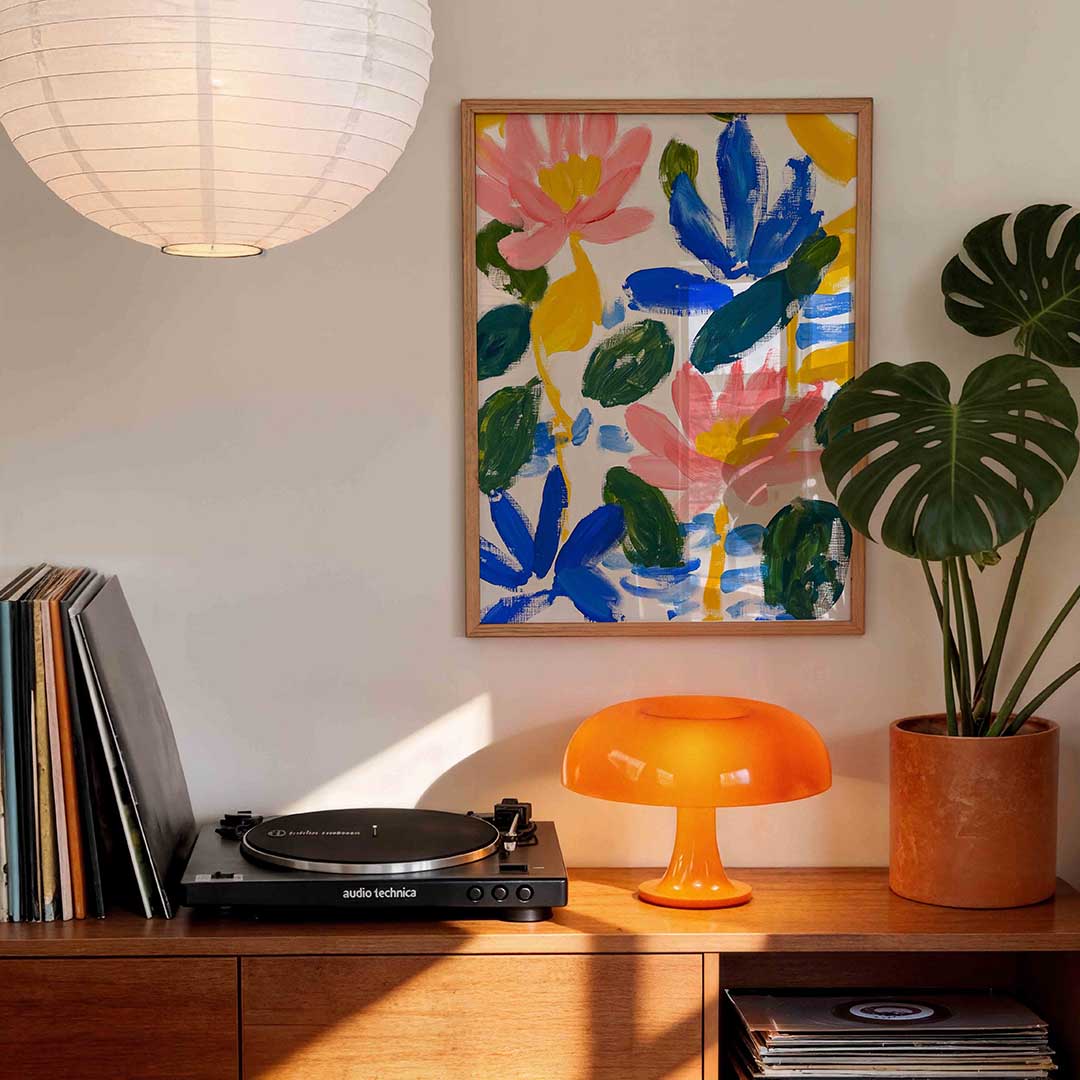 Bloemen en bladeren – staande bloemen wanddecoratie van WallArtistic