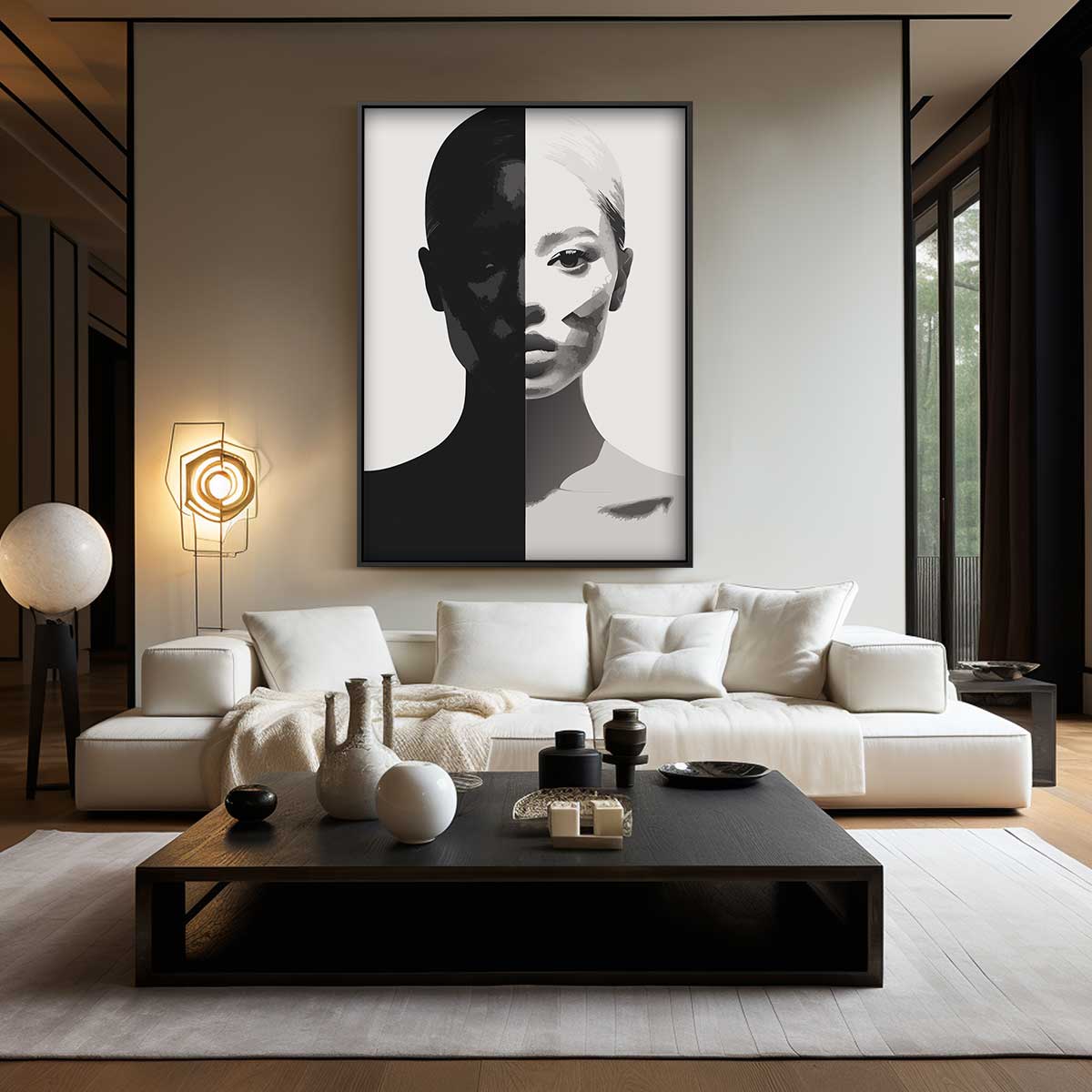 Dualiteit Portret – staand kunstwerk voor modern interieur