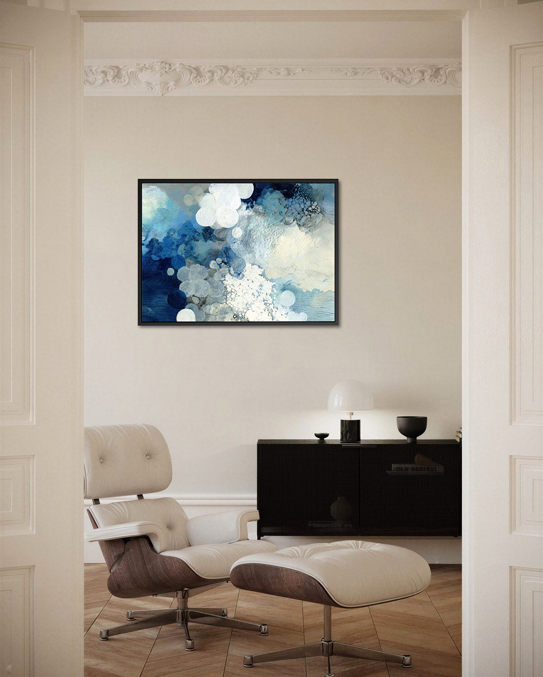Dromerige kleurencompositie – Blauwe – liggende wanddecoratie