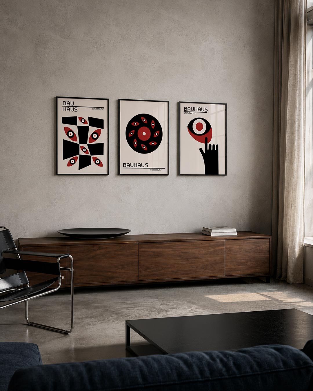 Vormen en vlakken posterset – tweede productweergave – deze posterset in drie delen toont een speelse combinatie van zwarte
