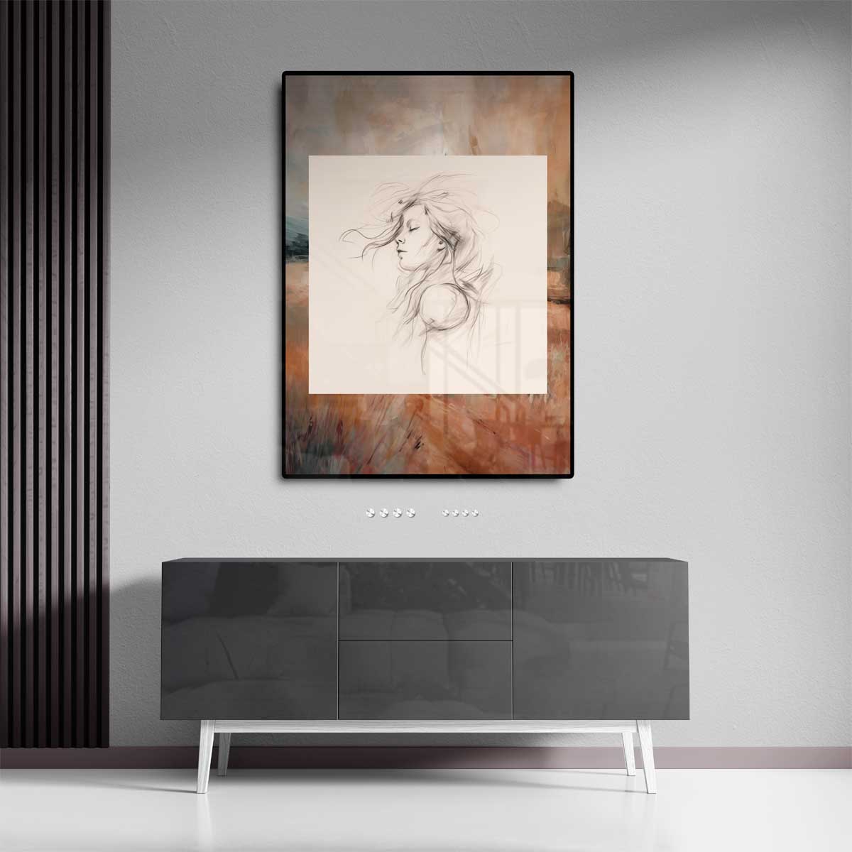 Dromerig Portret – staand kunstwerk voor modern interieur