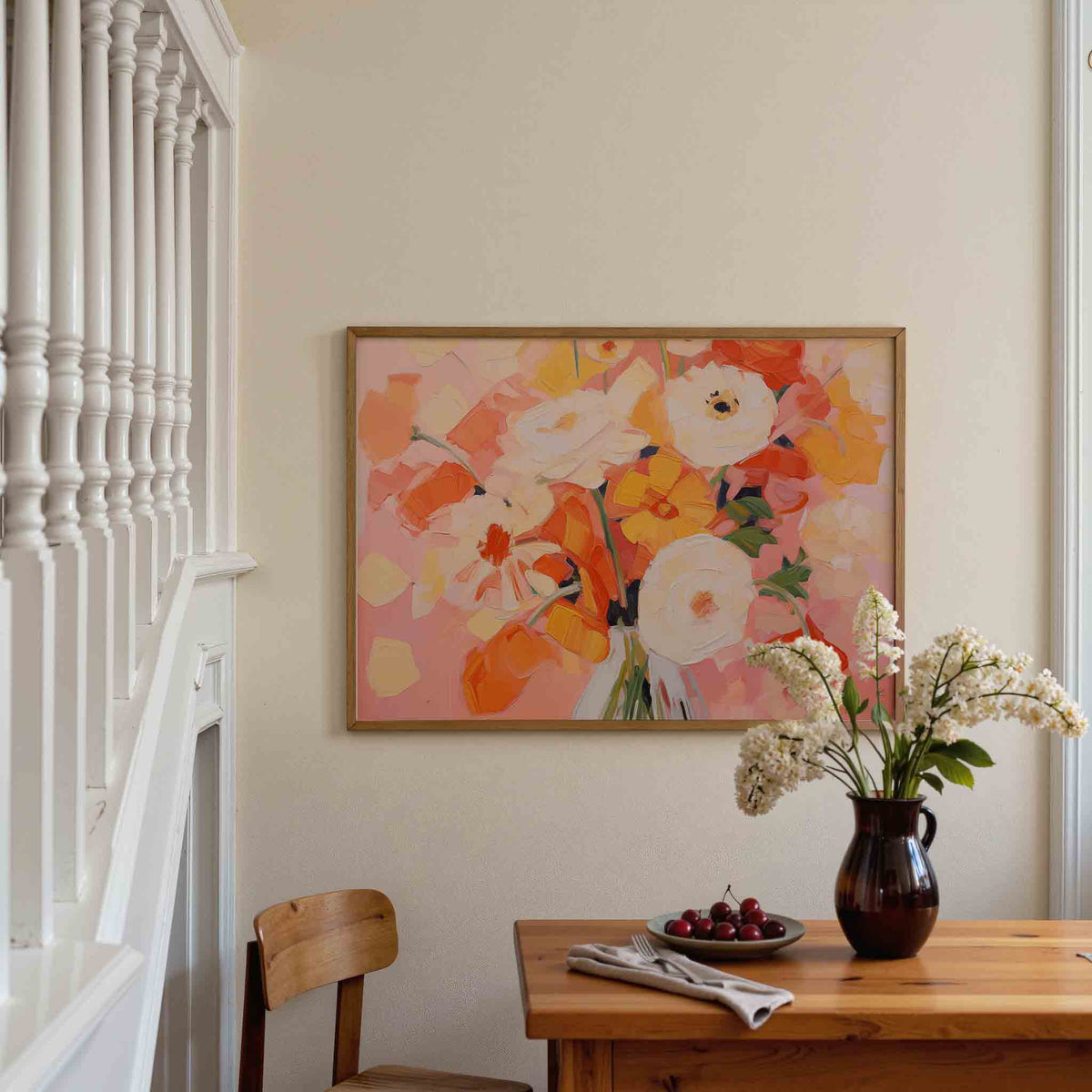 Bloemen in vaas – botanische poster in liggend formaat
