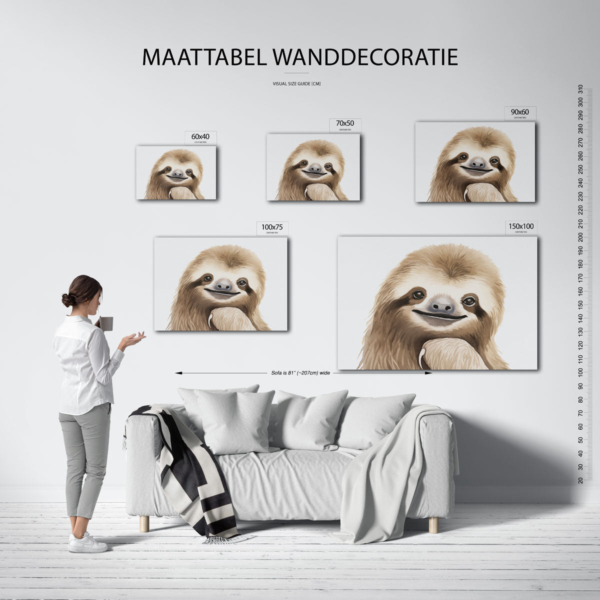 Vrolijke dierenportret – moderne liggende wanddecoratie