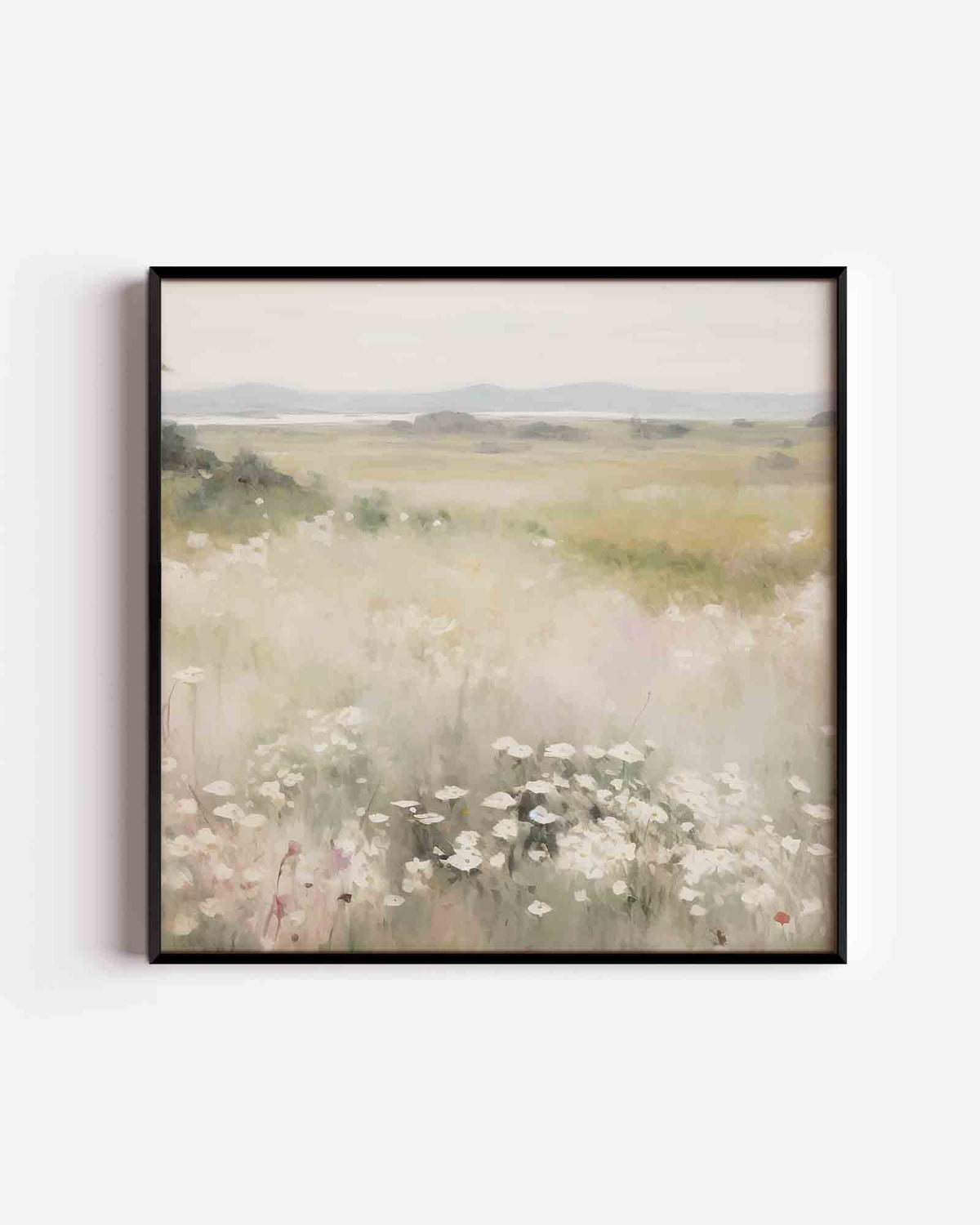 Bloemenveld landschap – vintage vierkante poster als wanddecoratie