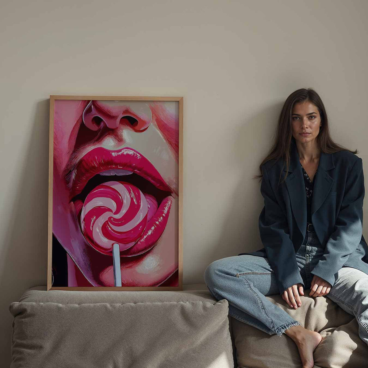 Lollipop Lips Poster I – Streetart wandkunst als portret poster