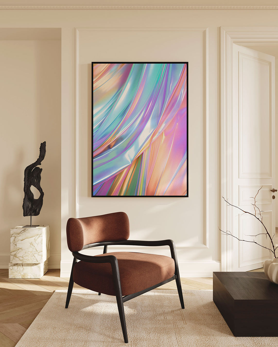 Iridescente kleurenpracht – Lijnen – staande wanddecoratie