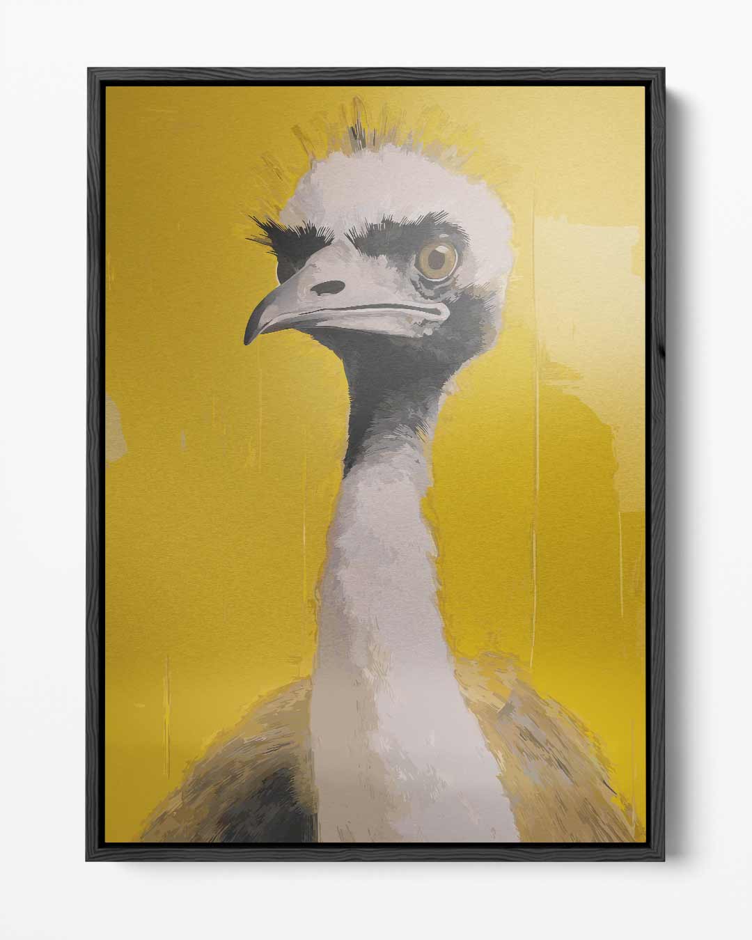 Struisvogel met Attitude – portret kunstwerk als wanddecoratie