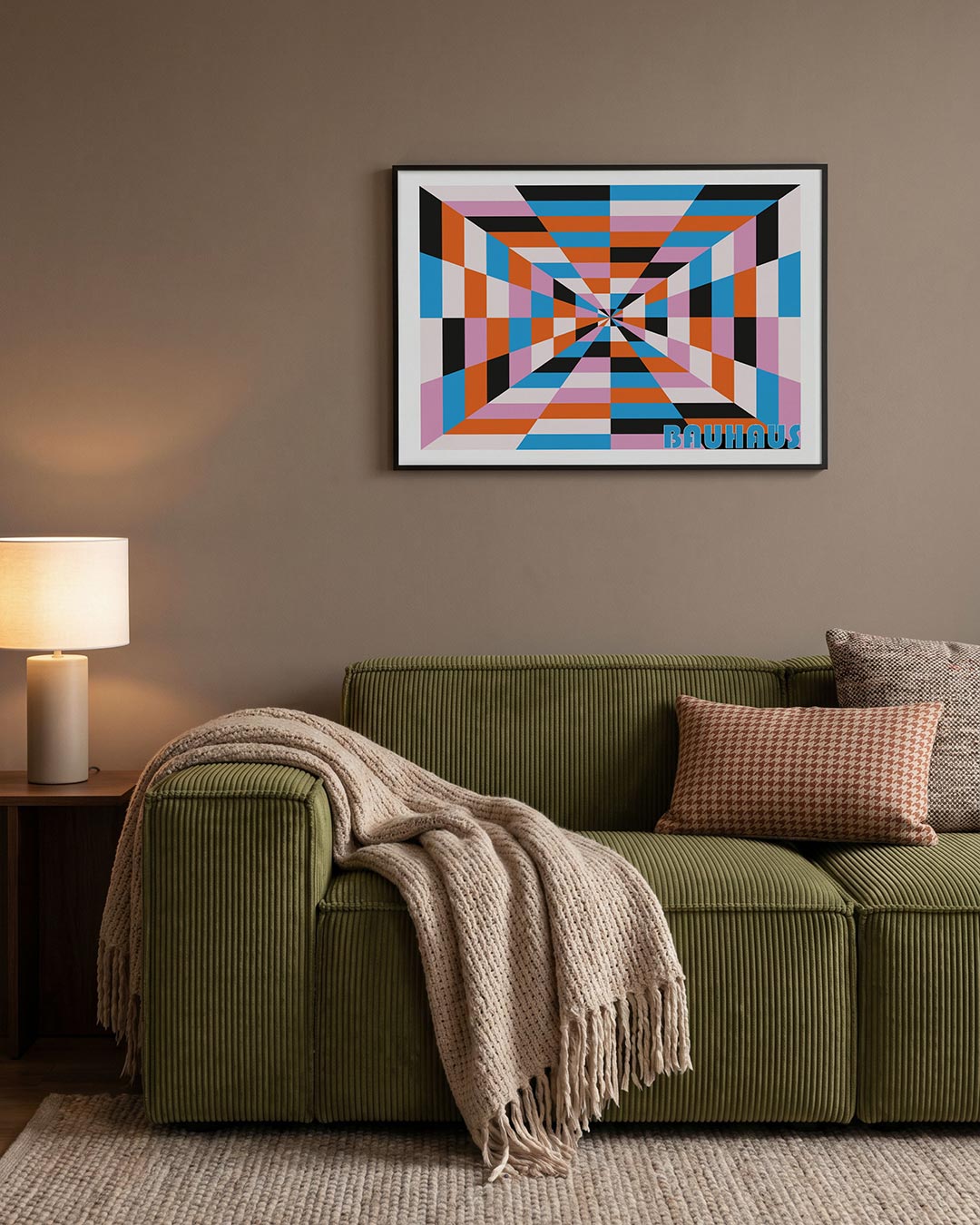 Kleurrijke vlakverdeling – geometrische Bauhaus poster in liggend formaat