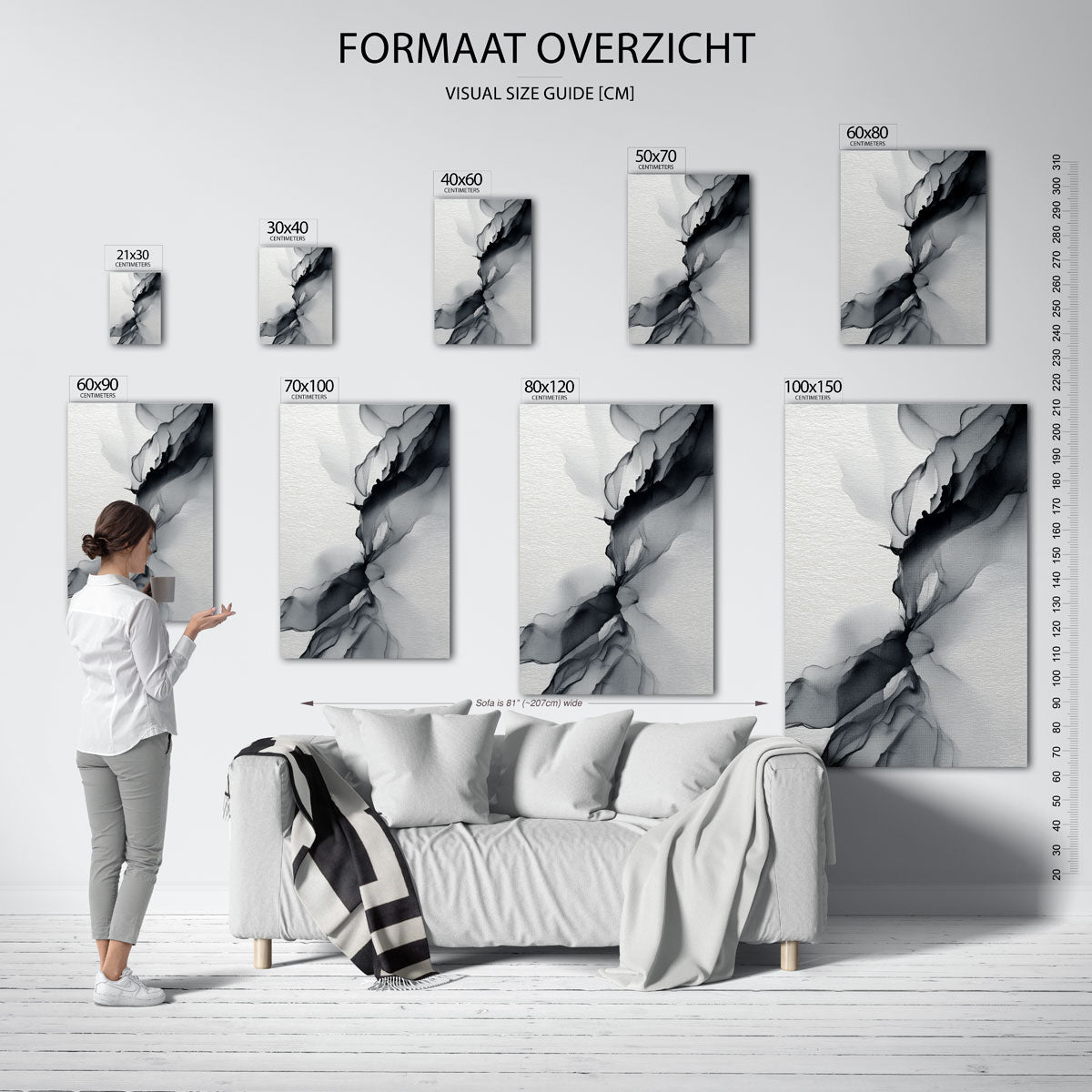 Abstracte zwarte vormen – staande muurposter met abstracte vormen