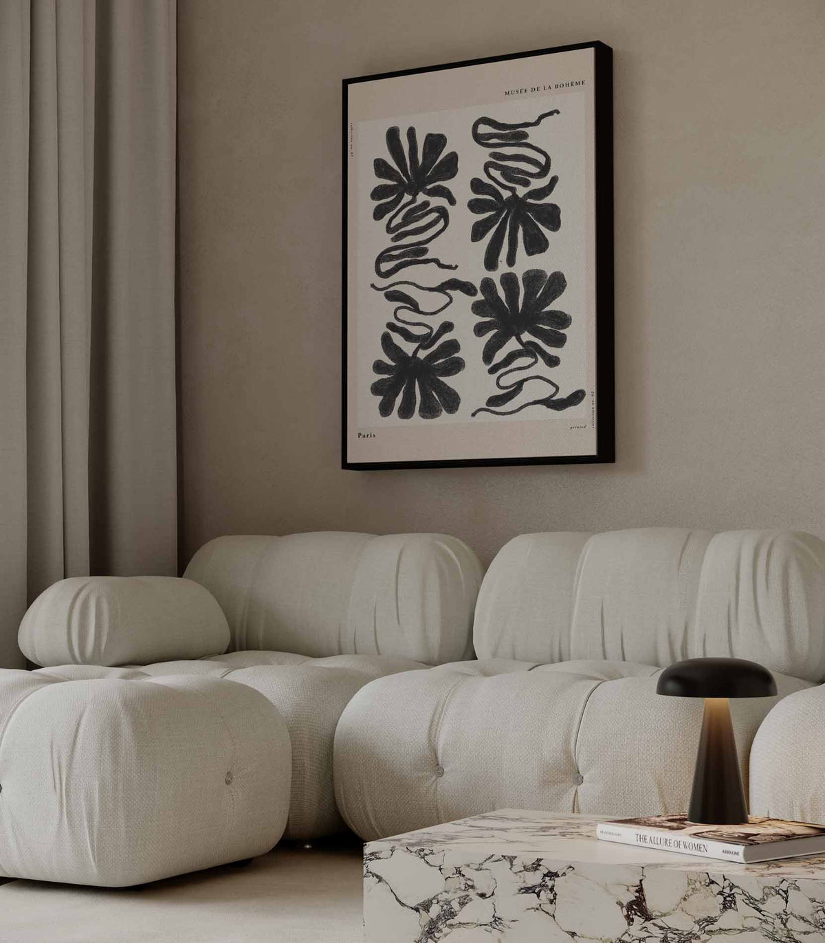 Abstracte Bloemvormen Illustratie – modern portret kunstwerk van WallArtistic