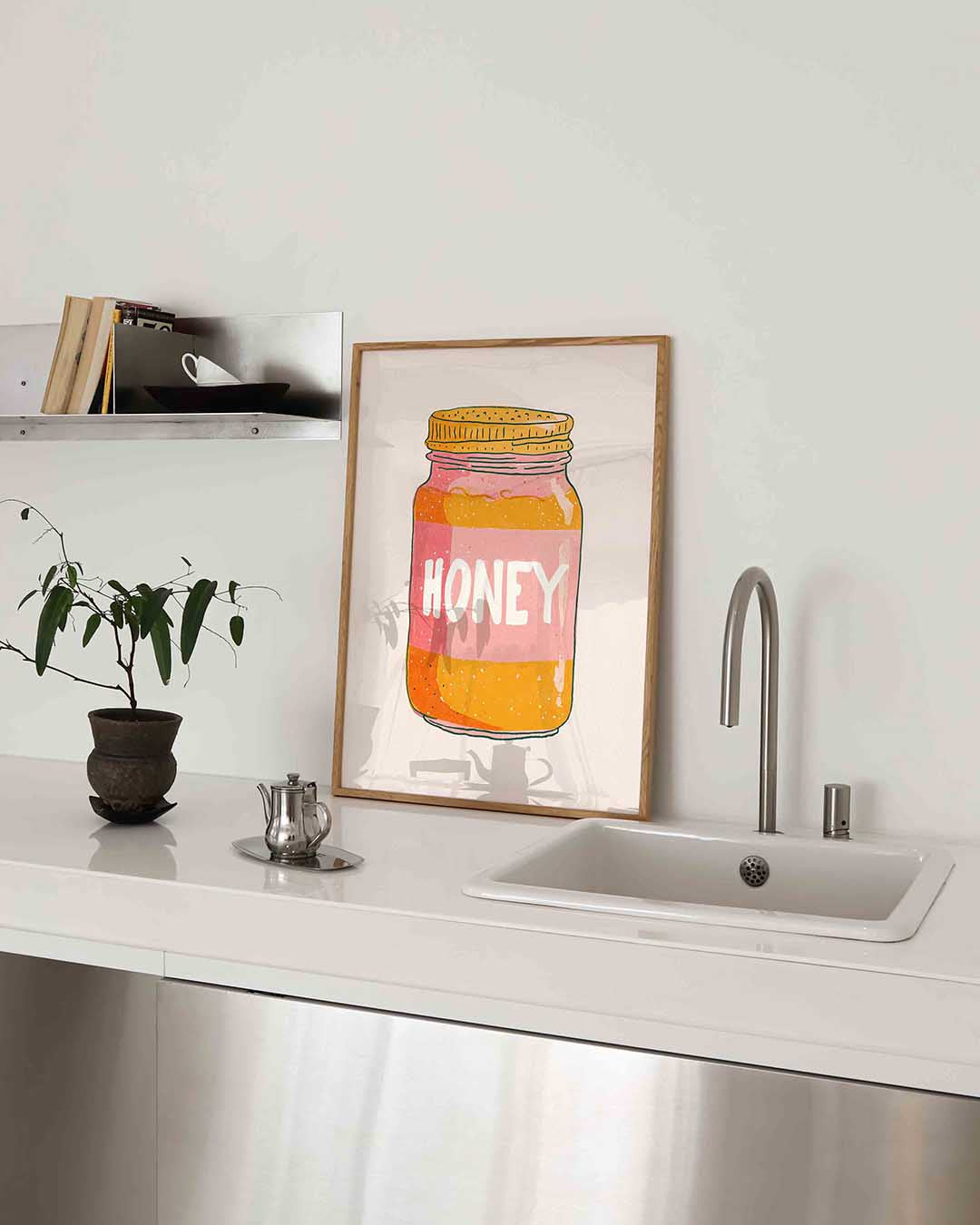 Honingpot illustratie – keukenposter in staand formaat