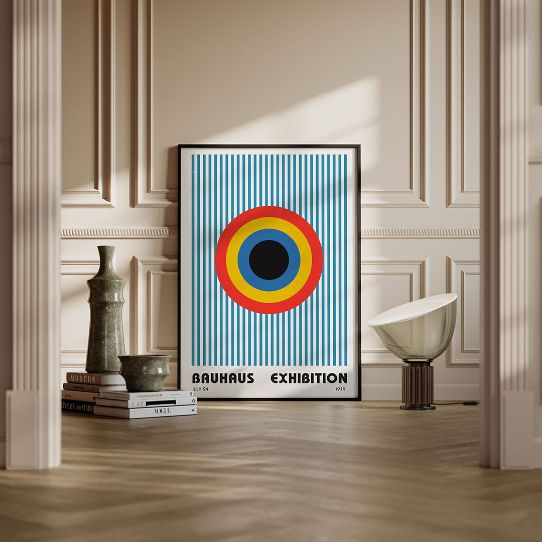 Cirkel en lijnen – moderne Bauhaus wandkunst als poster
