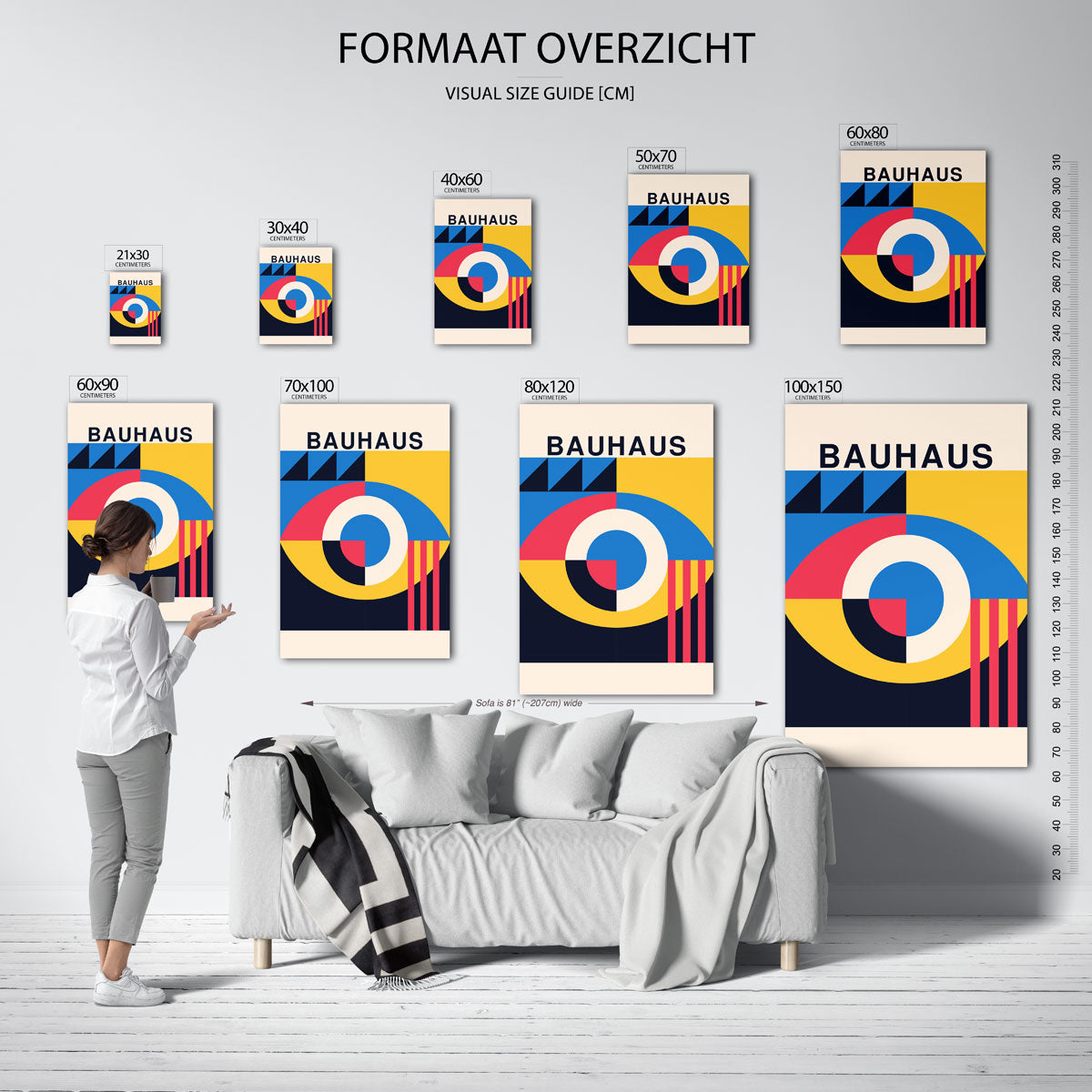 Vorm en kleur – geometrische poster in Bauhaus-stijl van WallArtistic